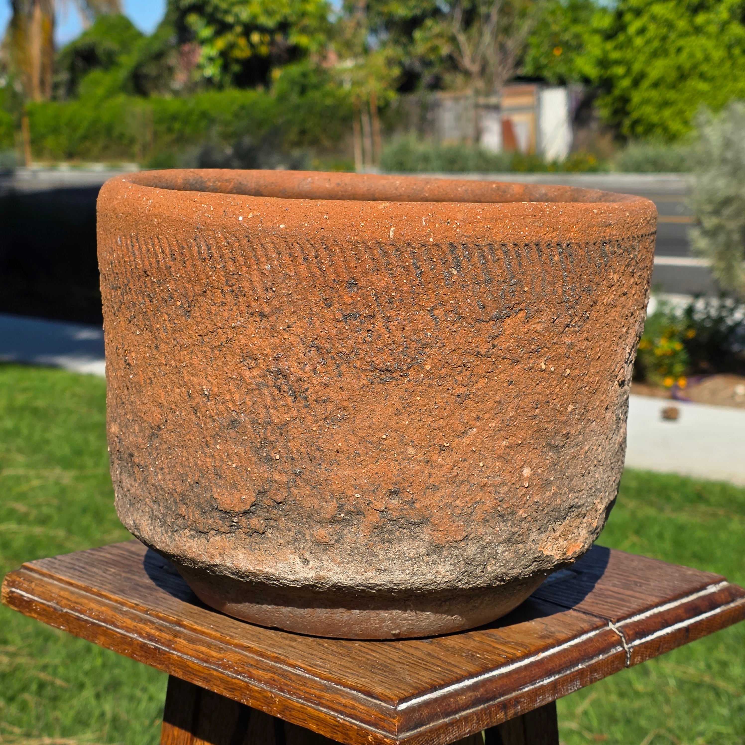 Vintage Mexican Terracotta Planter Rustic Wabi Sabi Primitive Clay Garden Pot10"