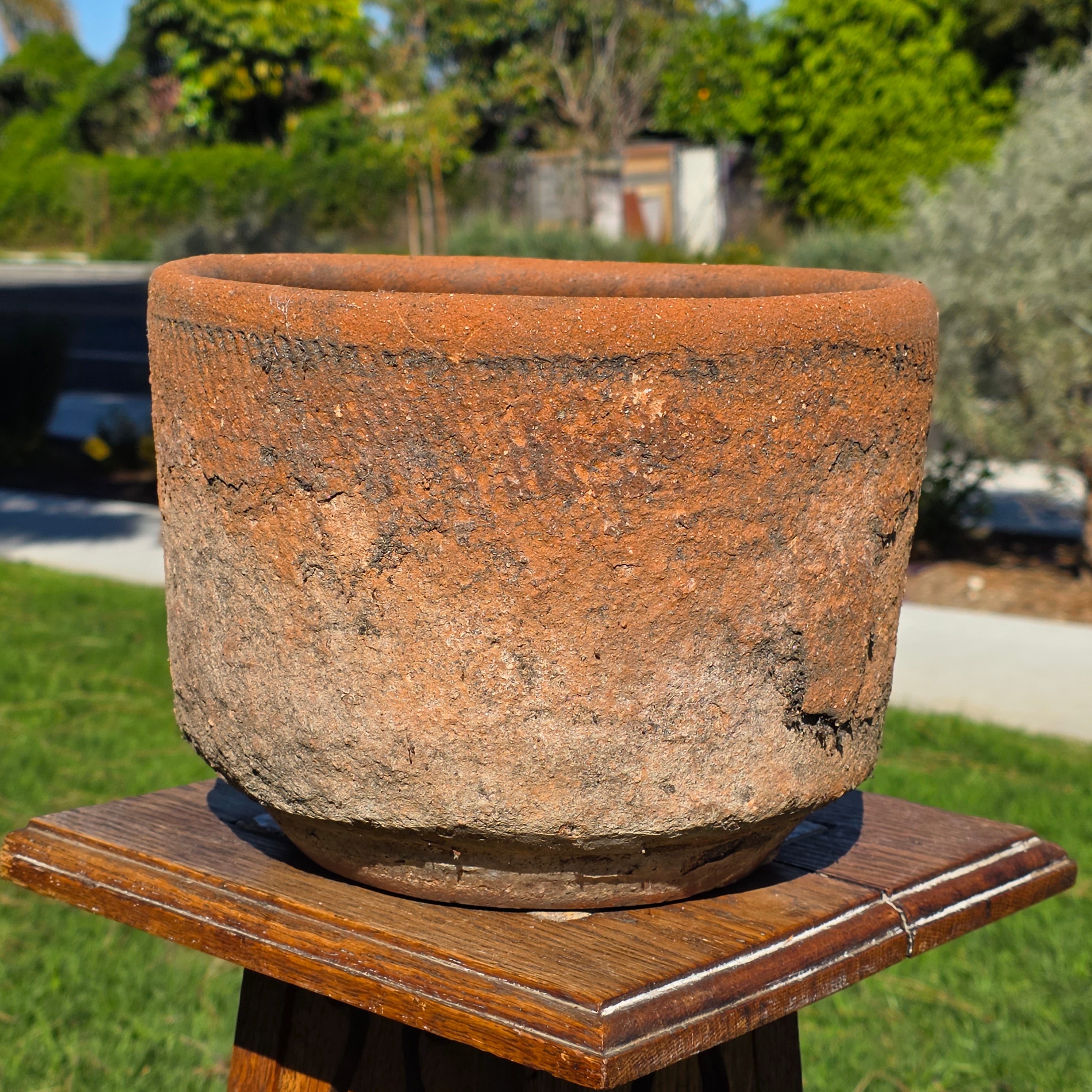 Vintage Mexican Terracotta Planter Rustic Wabi Sabi Primitive Clay Garden Pot10"