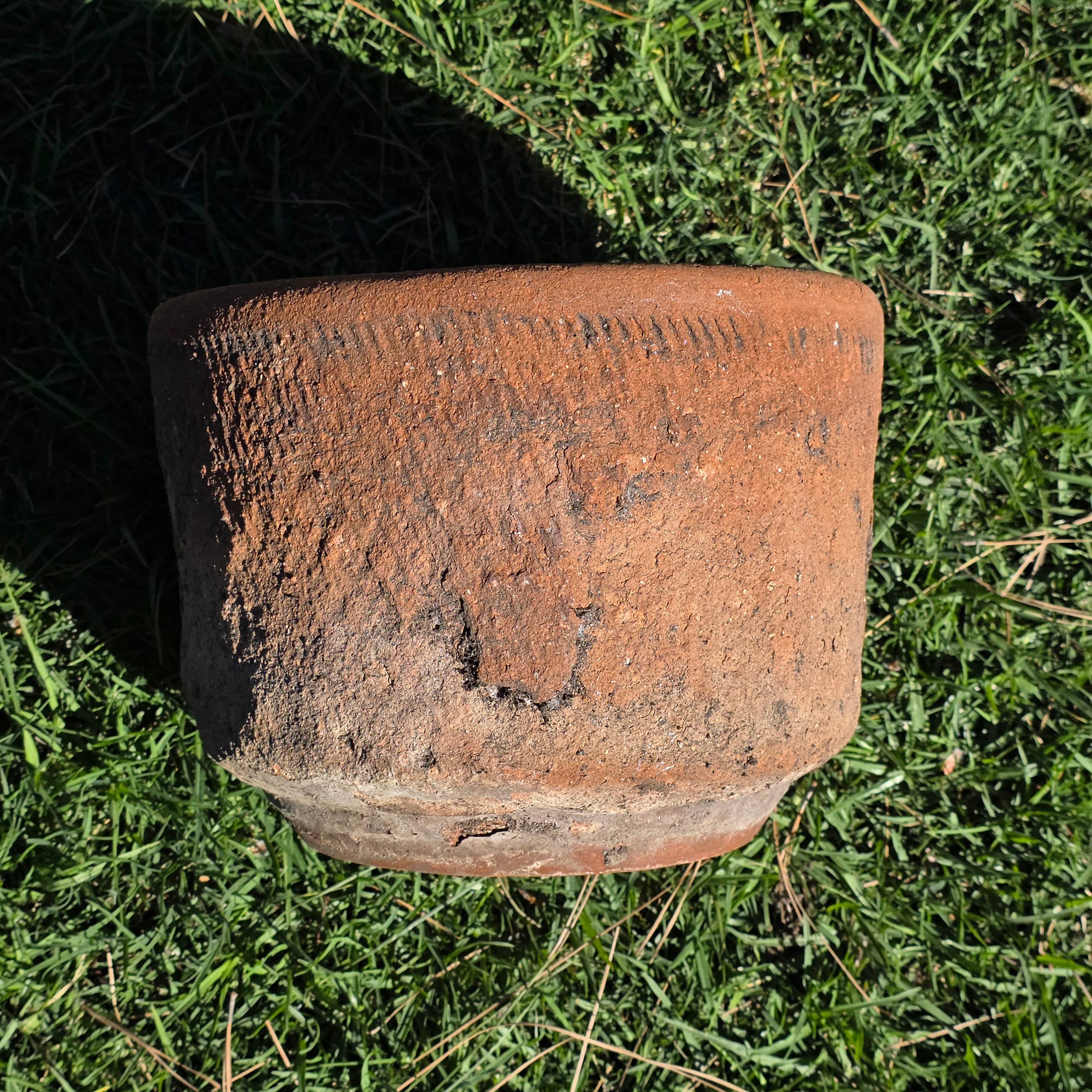 Vintage Mexican Terracotta Planter Rustic Wabi Sabi Primitive Clay Garden Pot10"