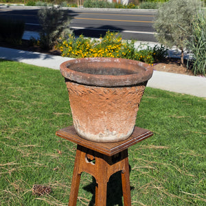Vintage Mexican Terracotta Planter Large 13" Heavy Rustic Weathered Clay Pot