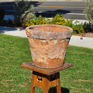 Vintage Mexican Terracotta Planter Large 13" Aged Weathered Rustic Garden Pot