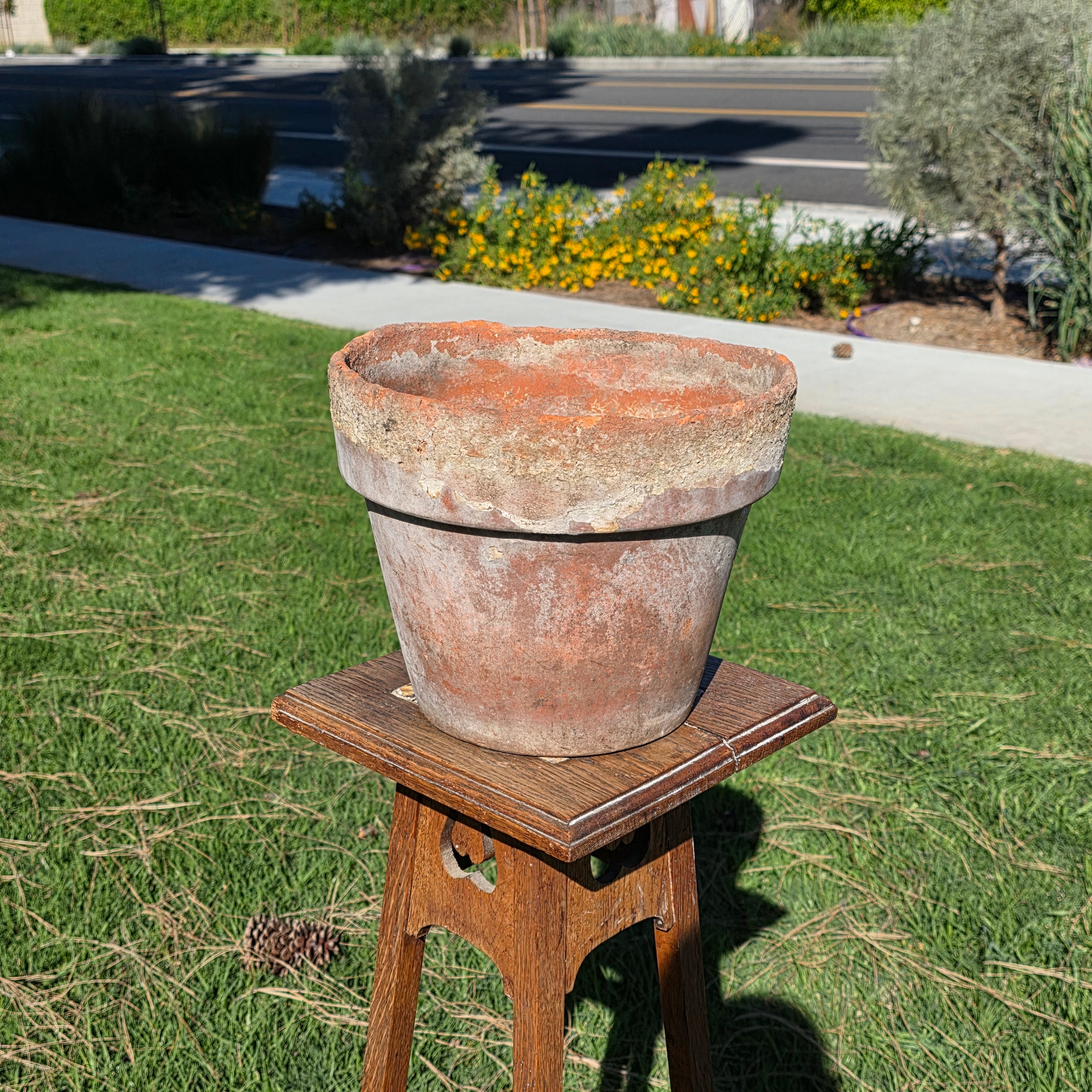 Vintage Mexican Terracotta Planter 11" Rustic Aged Weathered Clay Pot