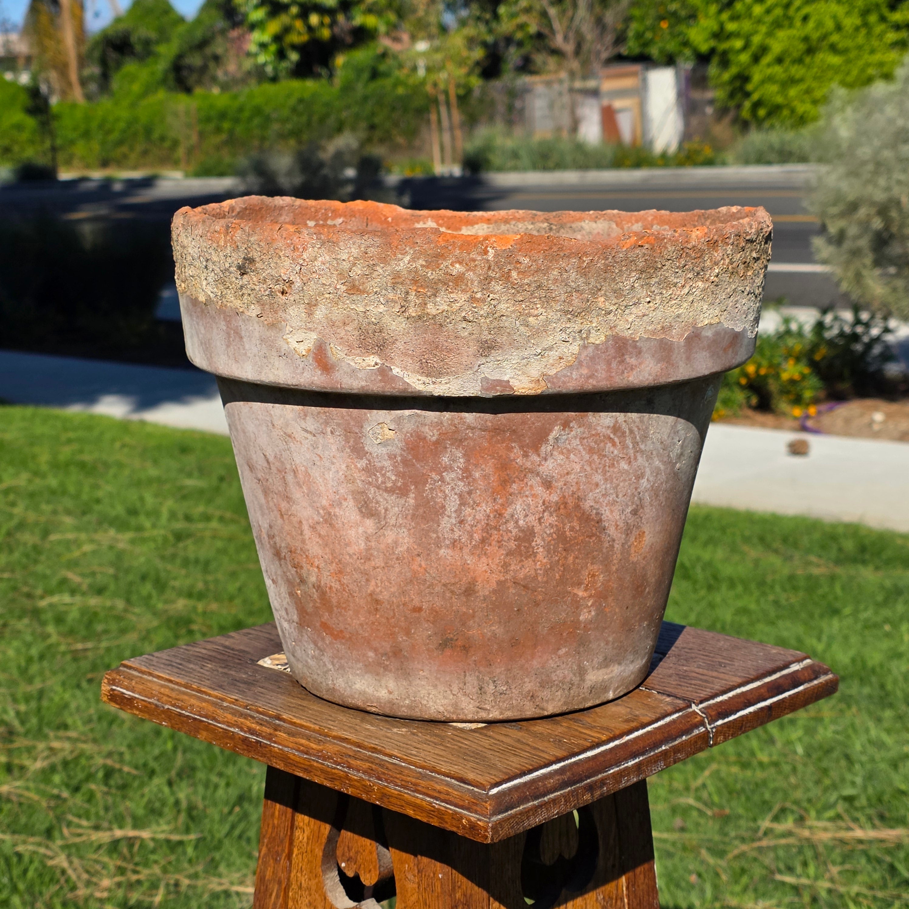 Vintage Mexican Terracotta Planter 11" Rustic Aged Weathered Clay Pot