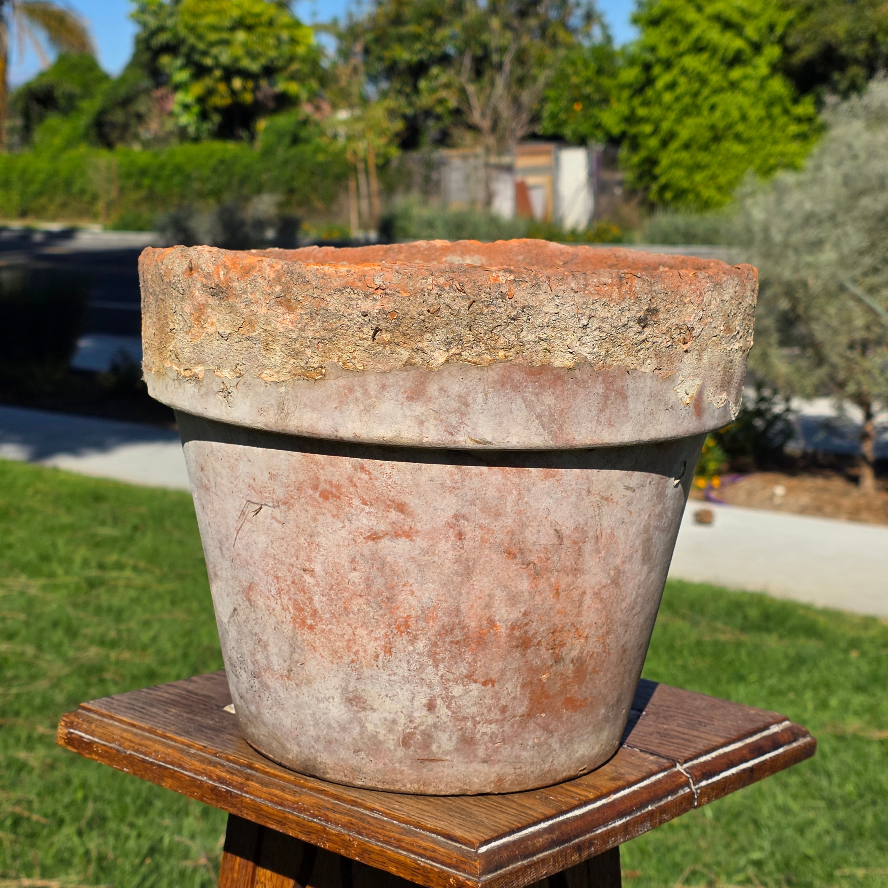 Vintage Mexican Terracotta Planter 11" Rustic Aged Weathered Clay Pot