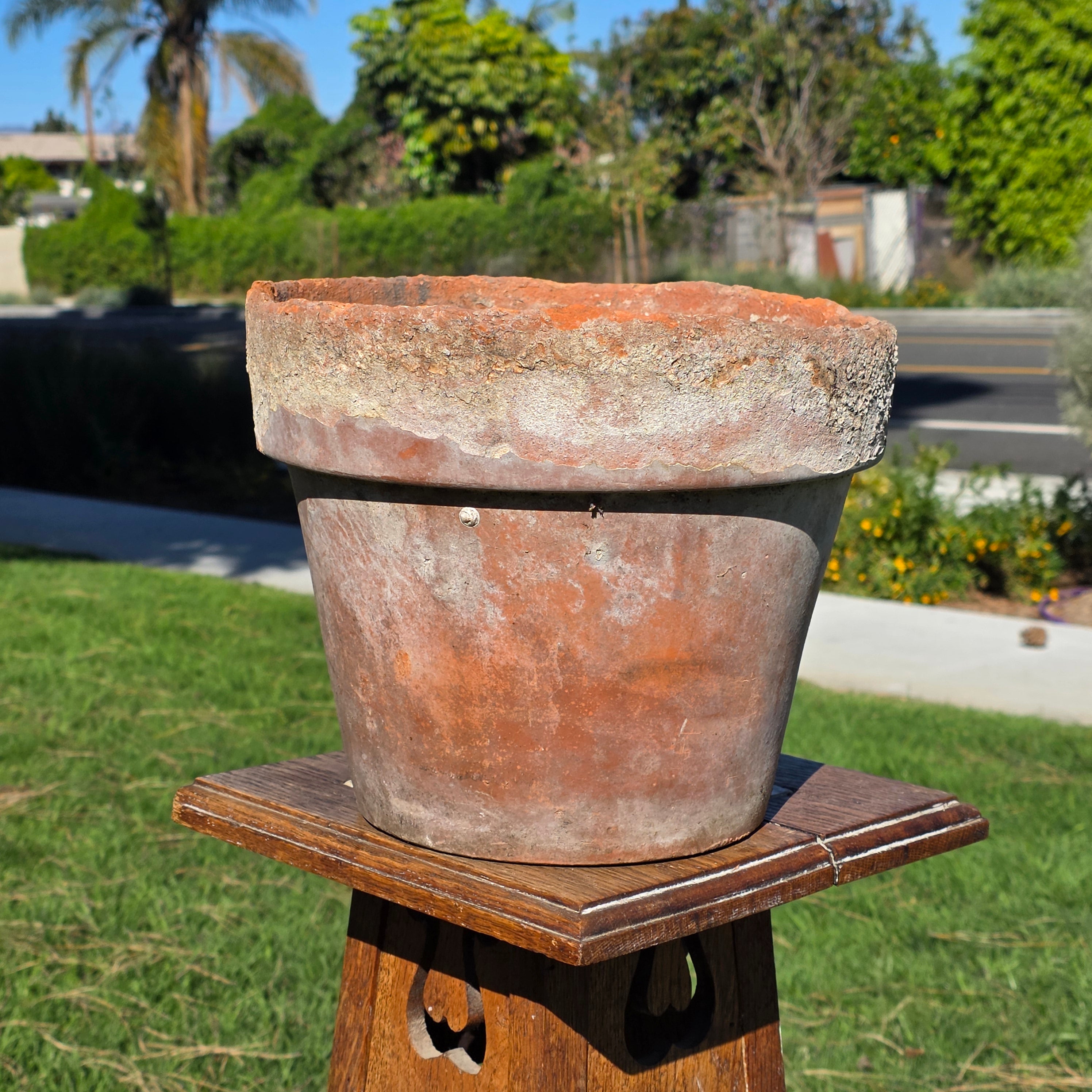 Vintage Mexican Terracotta Planter 11" Rustic Aged Weathered Clay Pot