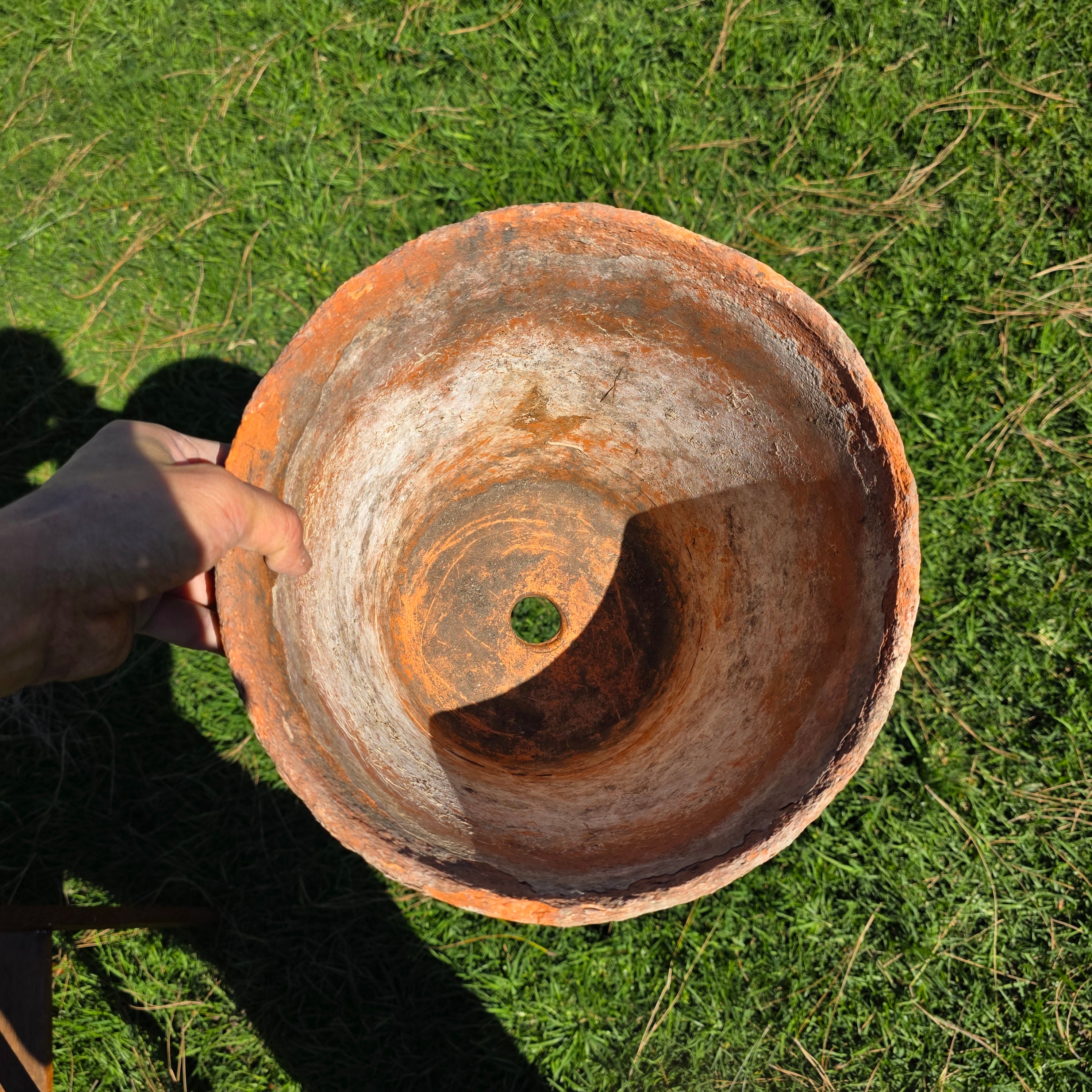 Vintage Mexican Terracotta Planter 11" Rustic Aged Weathered Clay Pot