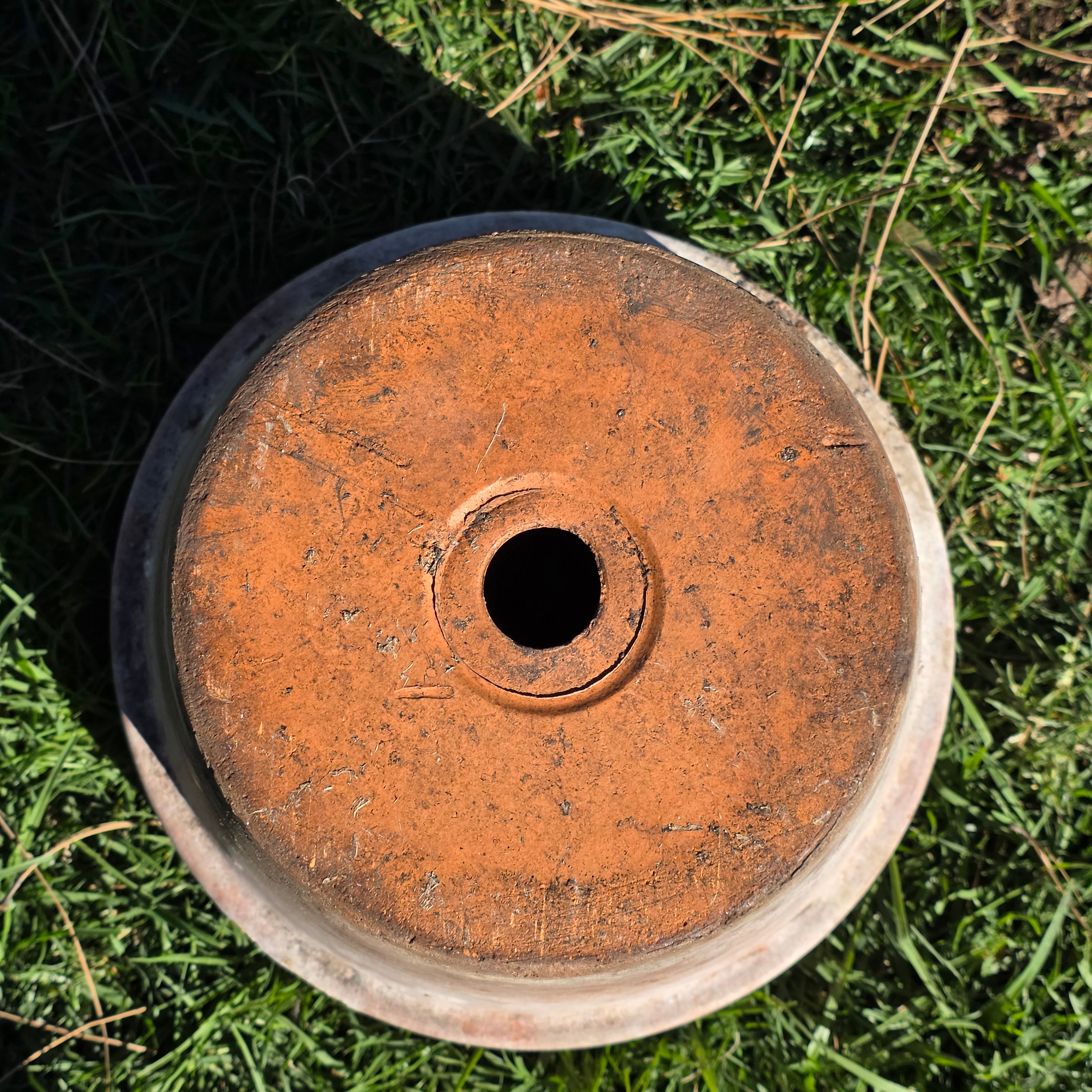 Vintage Mexican Terracotta Planter 11" Rustic Aged Weathered Clay Pot