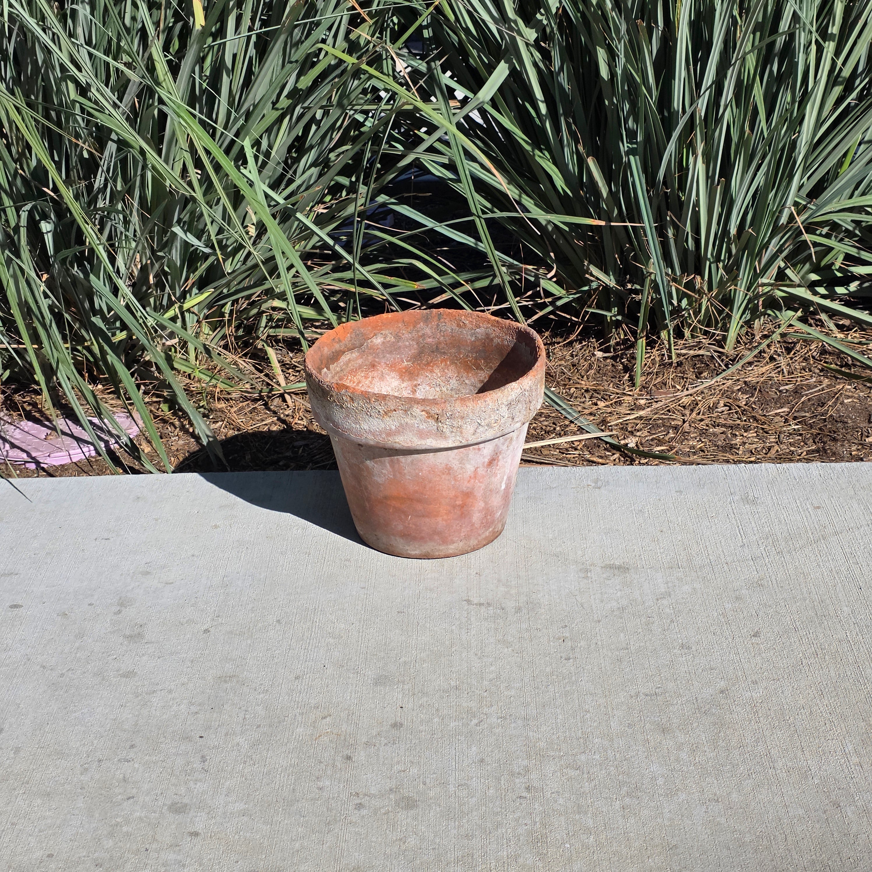 Vintage Mexican Terracotta Planter 11" Rustic Aged Weathered Clay Pot