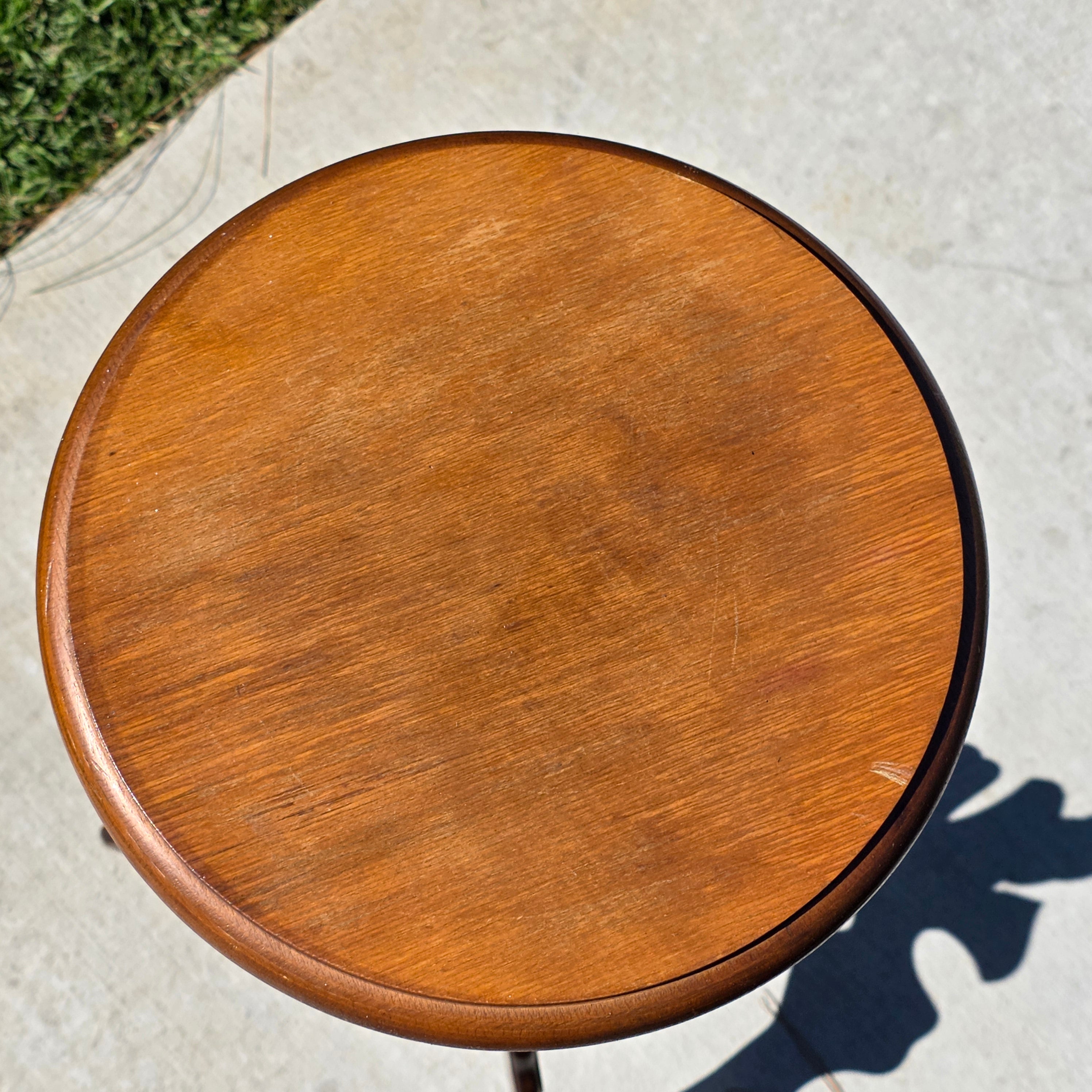 Vintage Bobbin Spindle Plant Stand Wood Candle Pedestal Table Tripod Base 31"