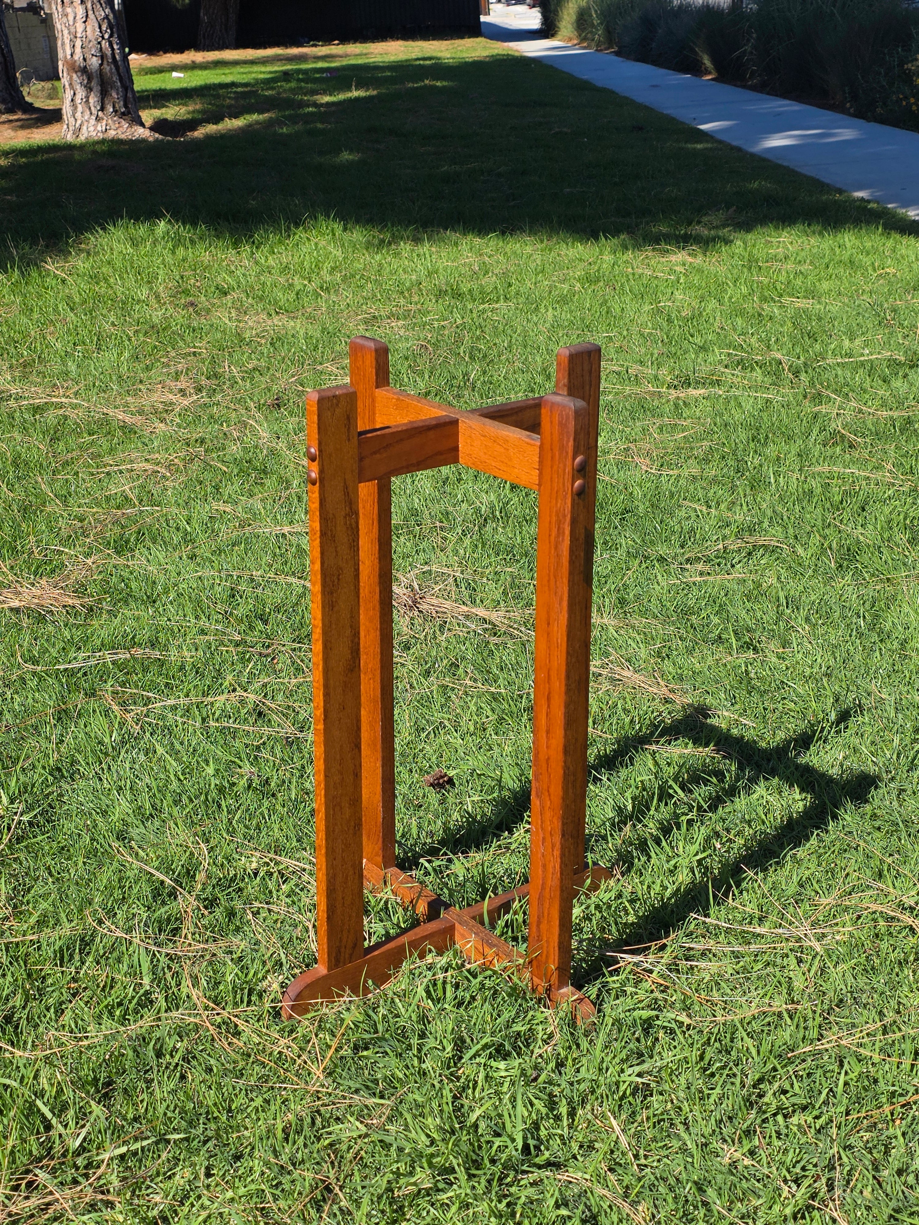 Vintage Mission Oak Wood Water Server Stand Crock Pedestal Arts & Crafts 28"