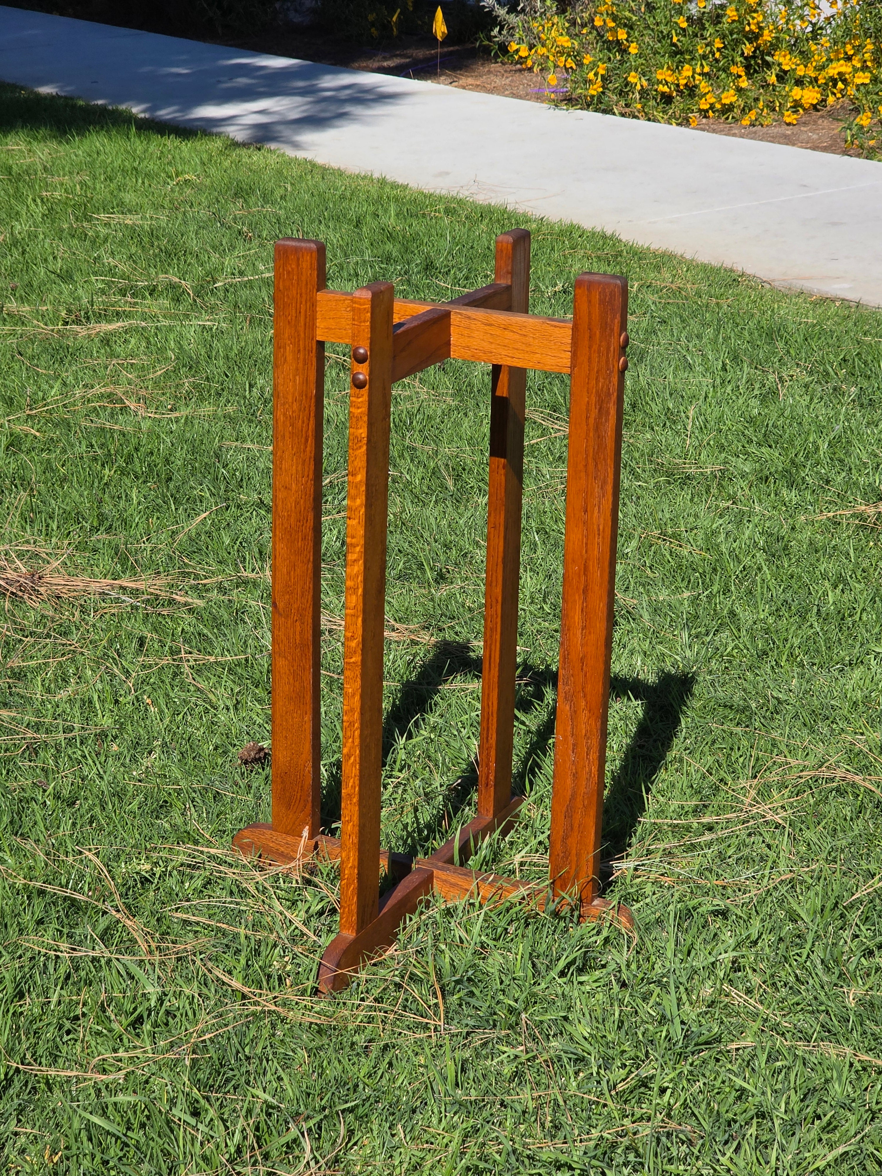Vintage Mission Oak Wood Water Server Stand Crock Pedestal Arts & Crafts 28"