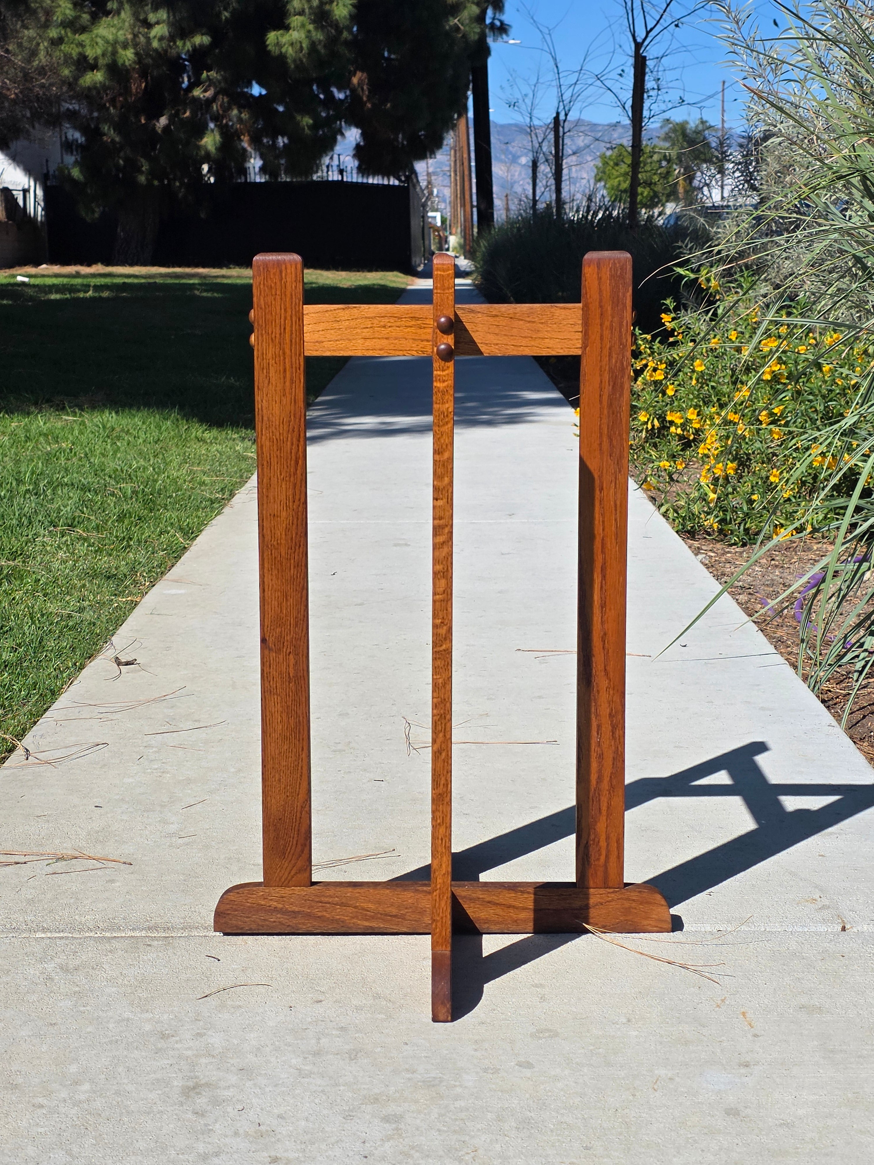 Vintage Mission Oak Wood Water Server Stand Crock Pedestal Arts & Crafts 28"