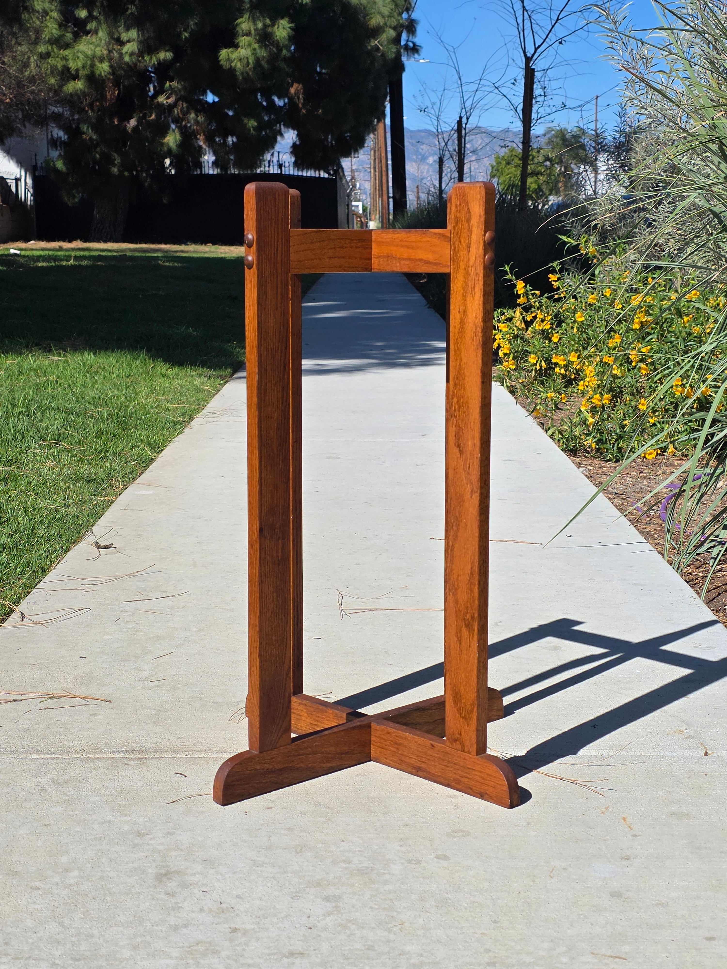 Vintage Mission Oak Wood Water Server Stand Crock Pedestal Arts & Crafts 28"