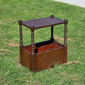 Vintage English Victorian Style Bobbin Leg Magazine Rack Side Table Canterbury