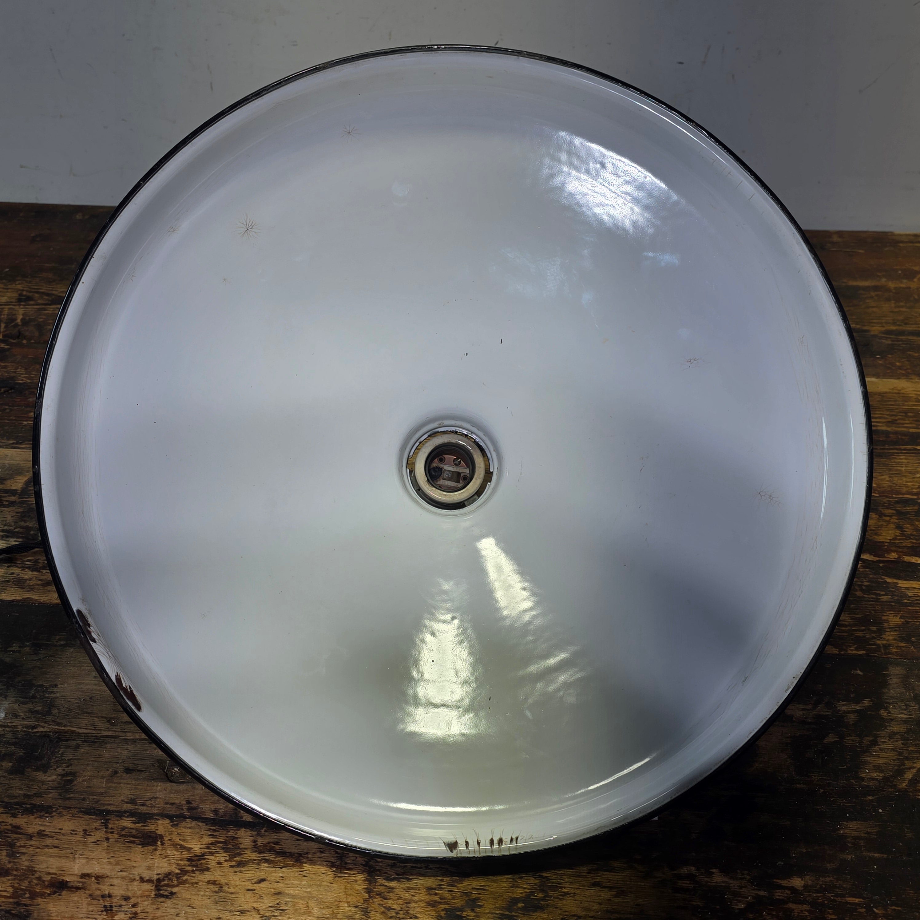 Vintage Industrial Green Enamel Pendant Light Porcelain Pull Chain Socket 16”