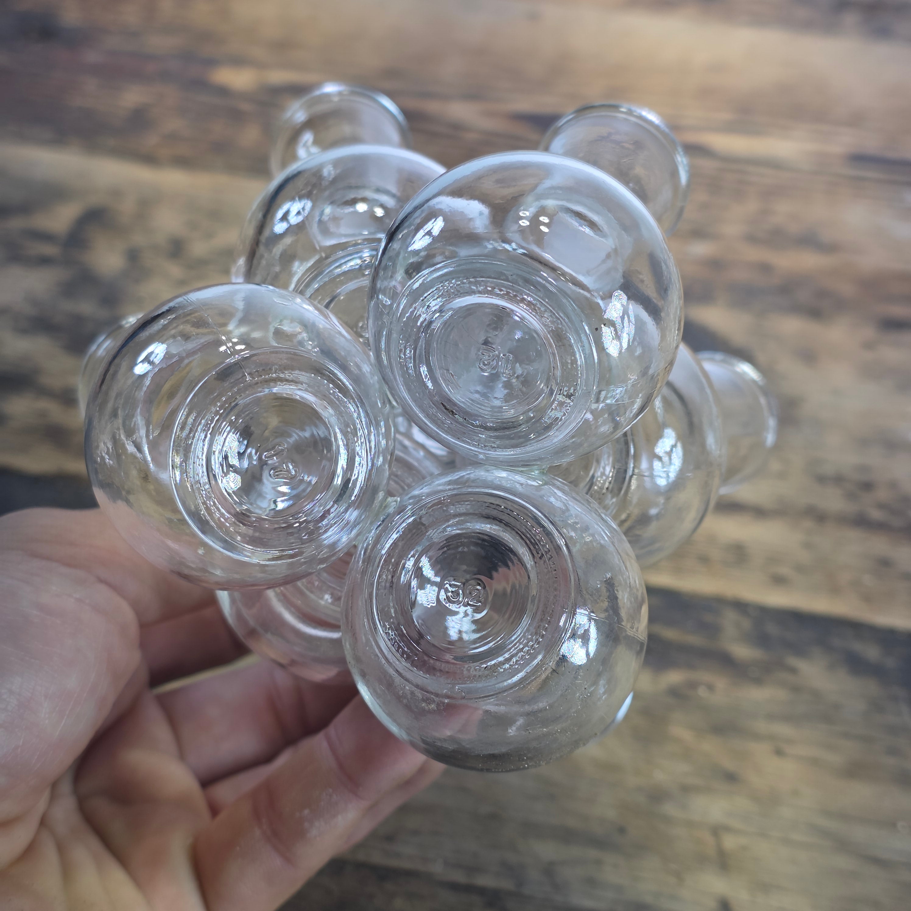 Vintage Pyramid Glass Bud Vase 25 Hole Cluster Flower Frog Centerpiece Clear MCM