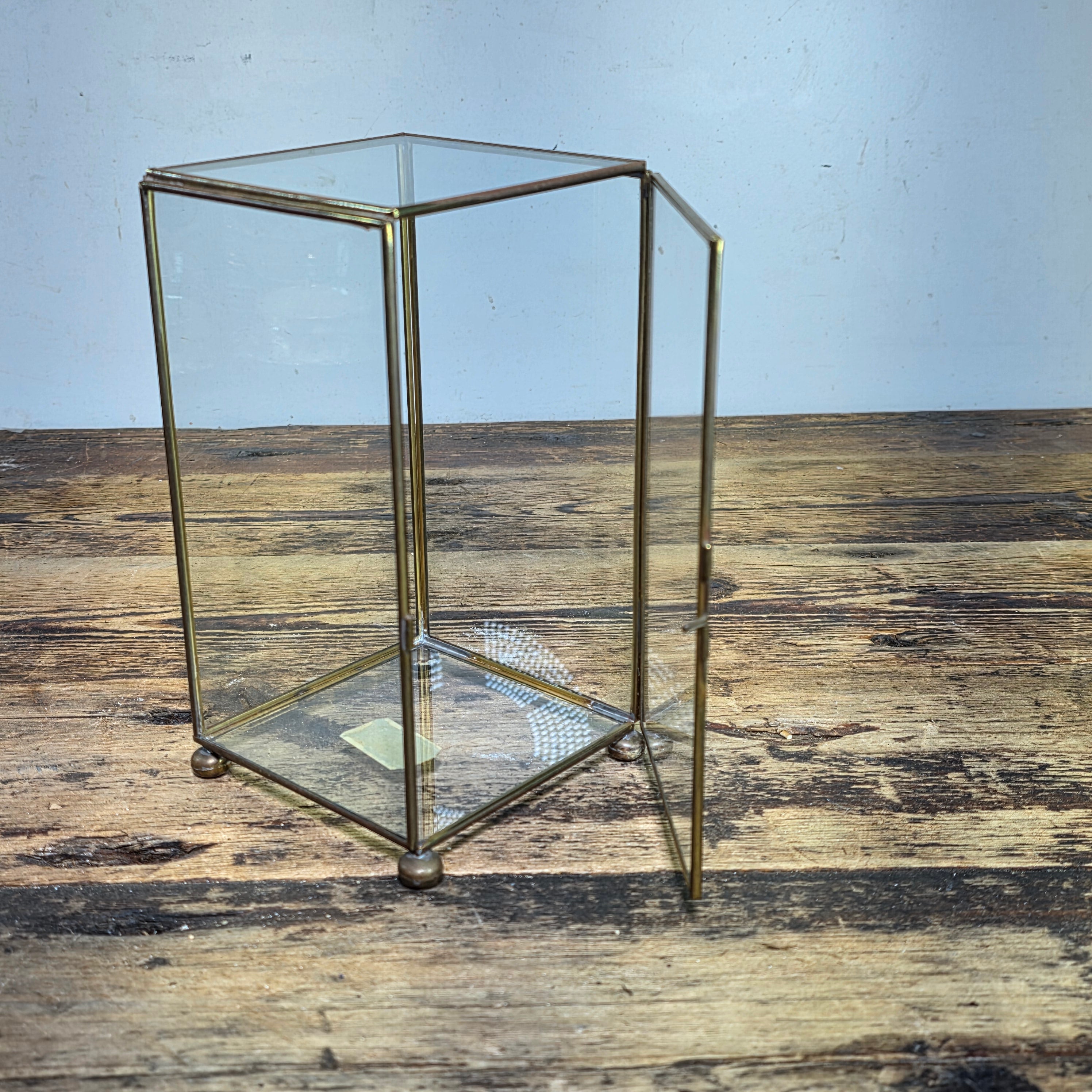 Vintage Marshall Field & Co Brass Glass Display Case Curio Box Terrarium AS-IS