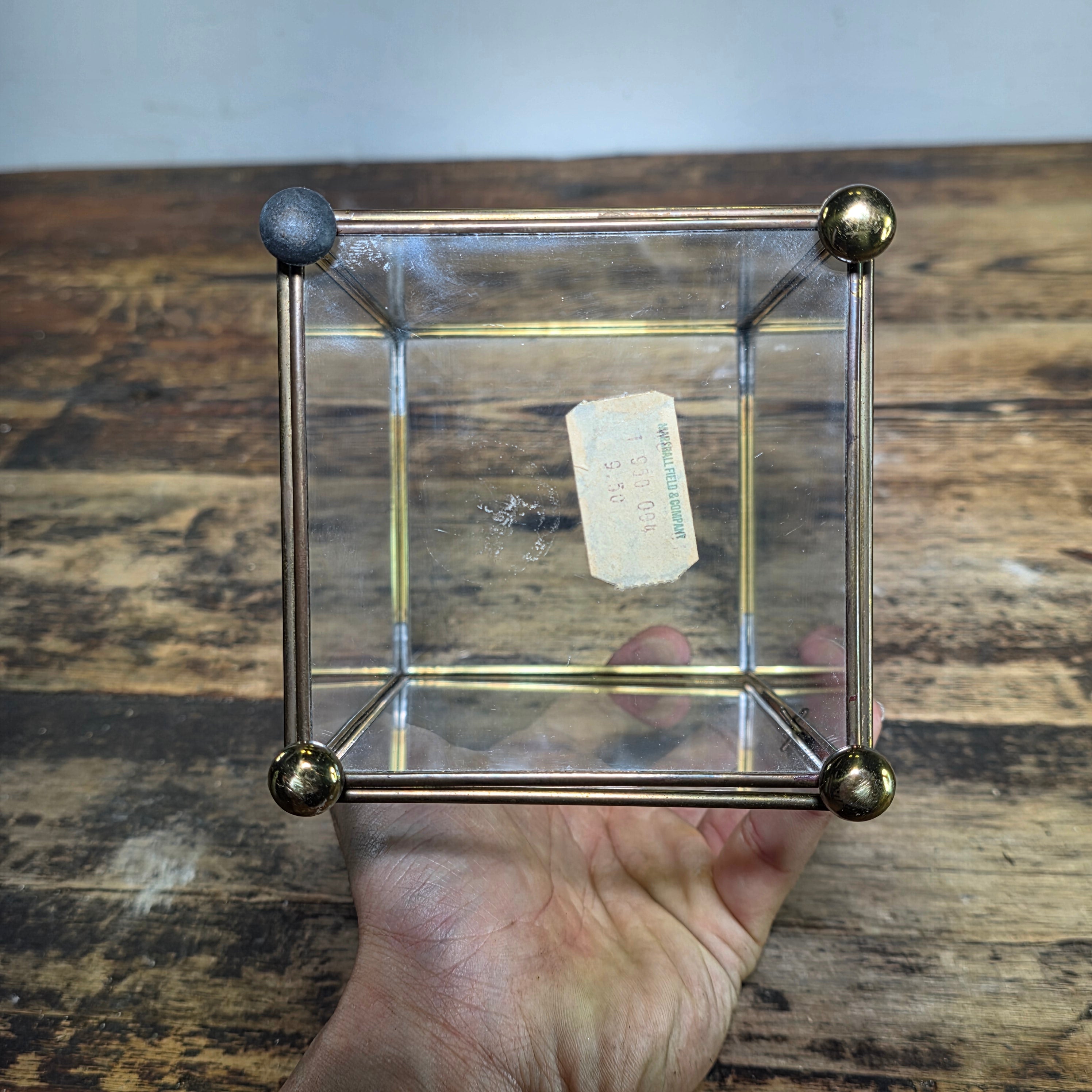 Vintage Marshall Field & Co Brass Glass Display Case Curio Box Terrarium AS-IS