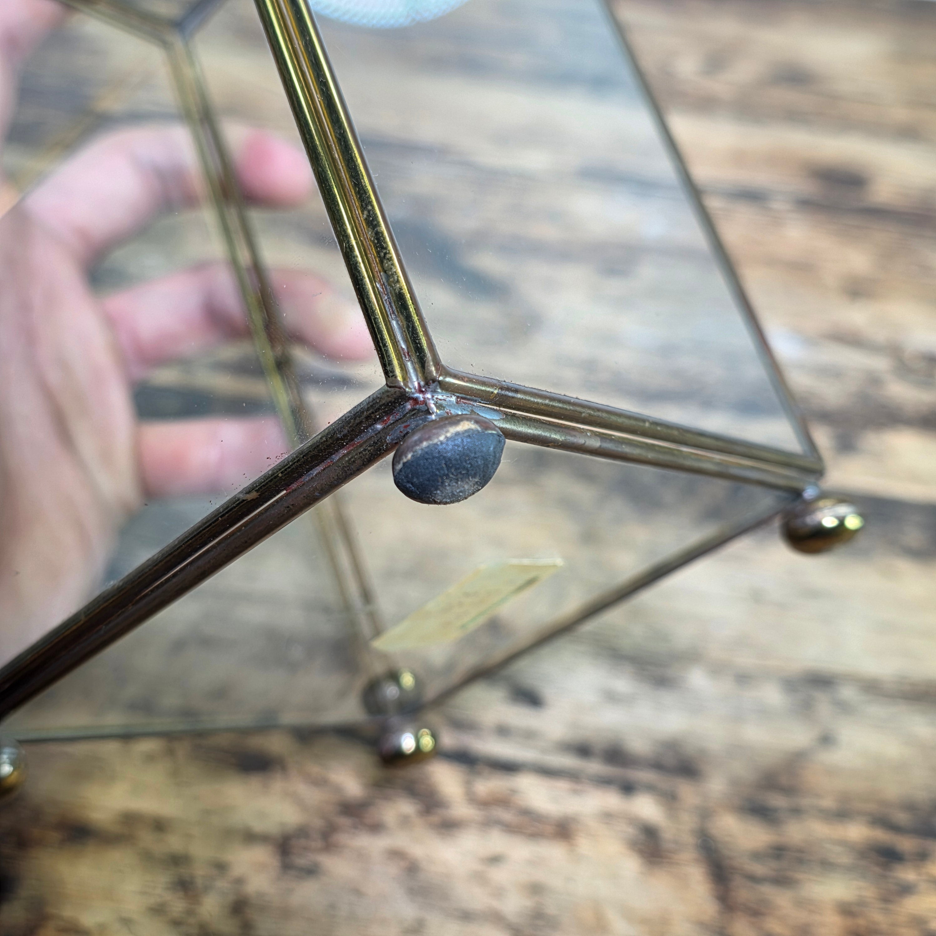 Vintage Marshall Field & Co Brass Glass Display Case Curio Box Terrarium AS-IS