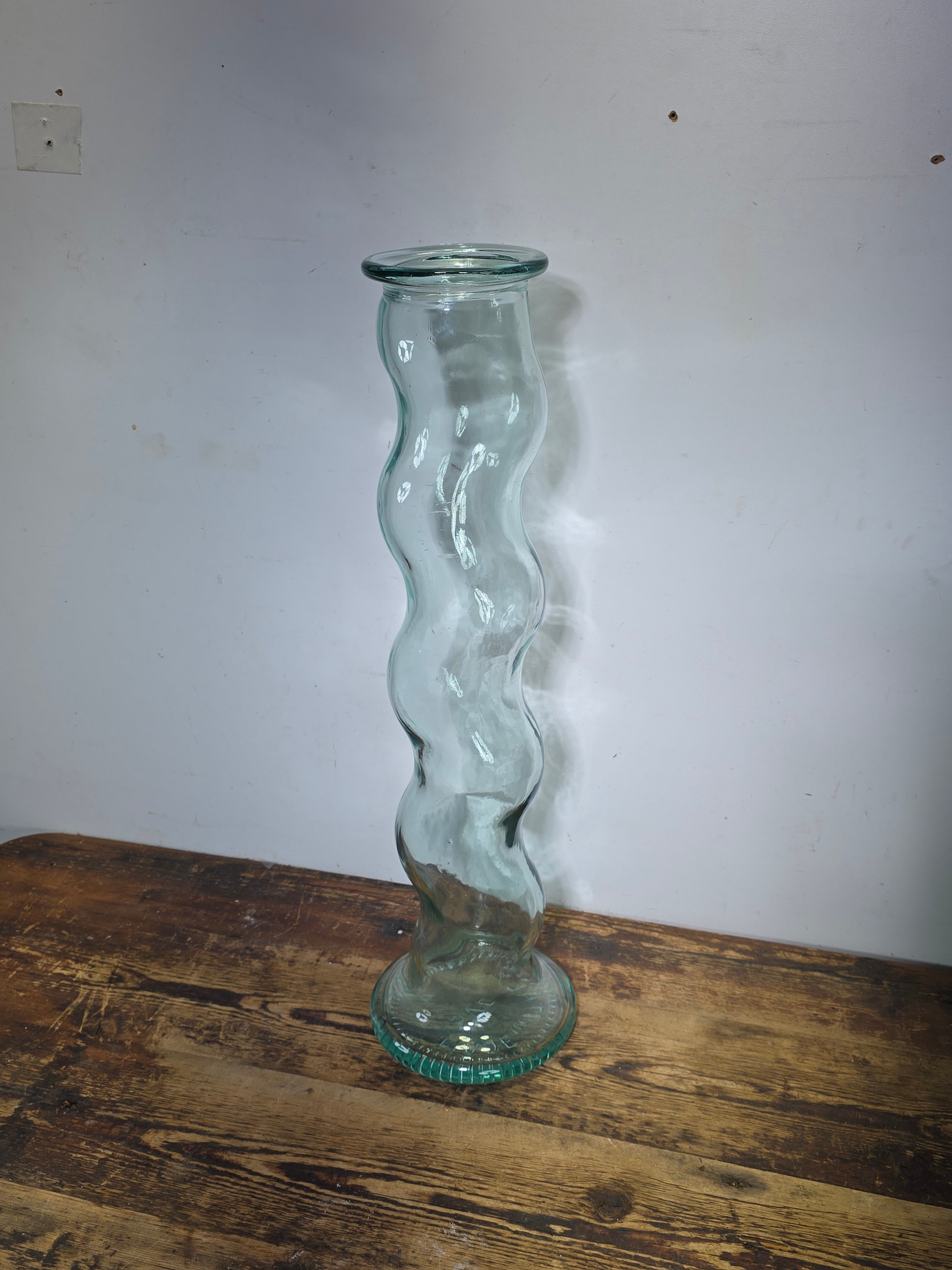 Vintage Vetreria Etrusca Italy Tall Twist Glass Floor Vase 23" SVE Recycled