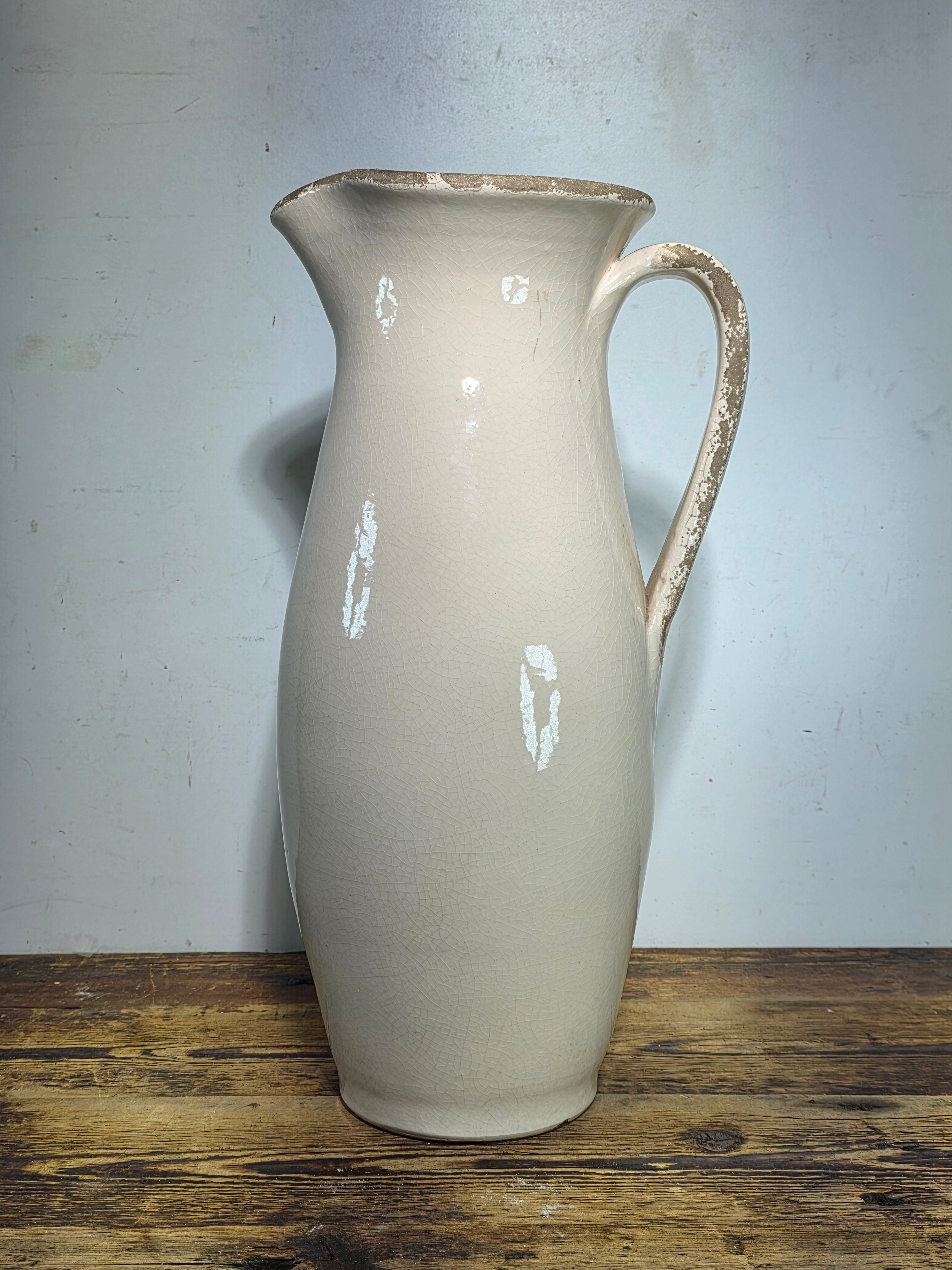 Vintage Norterra Portugal Large Terracotta Pitcher Jug Hand Made Vase 18" Rustic