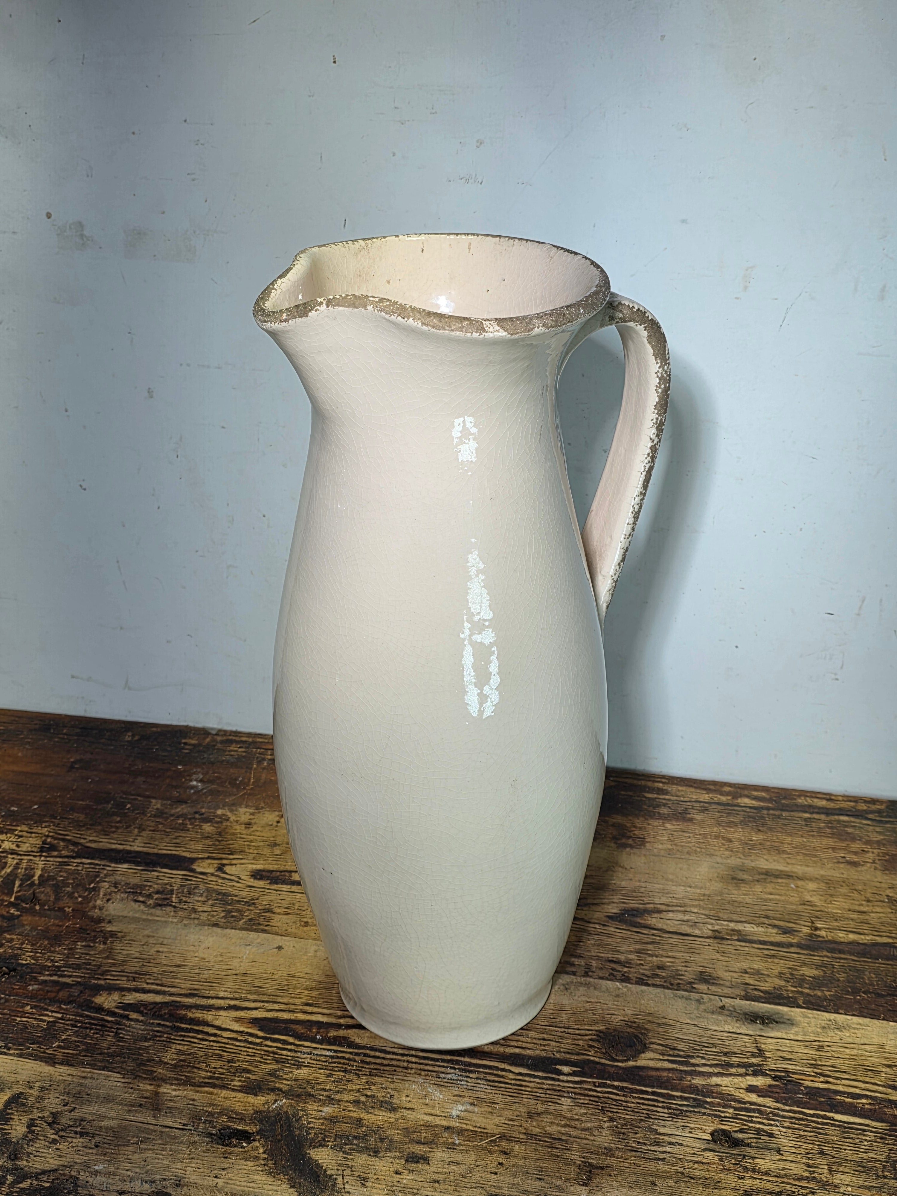 Vintage Norterra Portugal Large Terracotta Pitcher Jug Hand Made Vase 18" Rustic