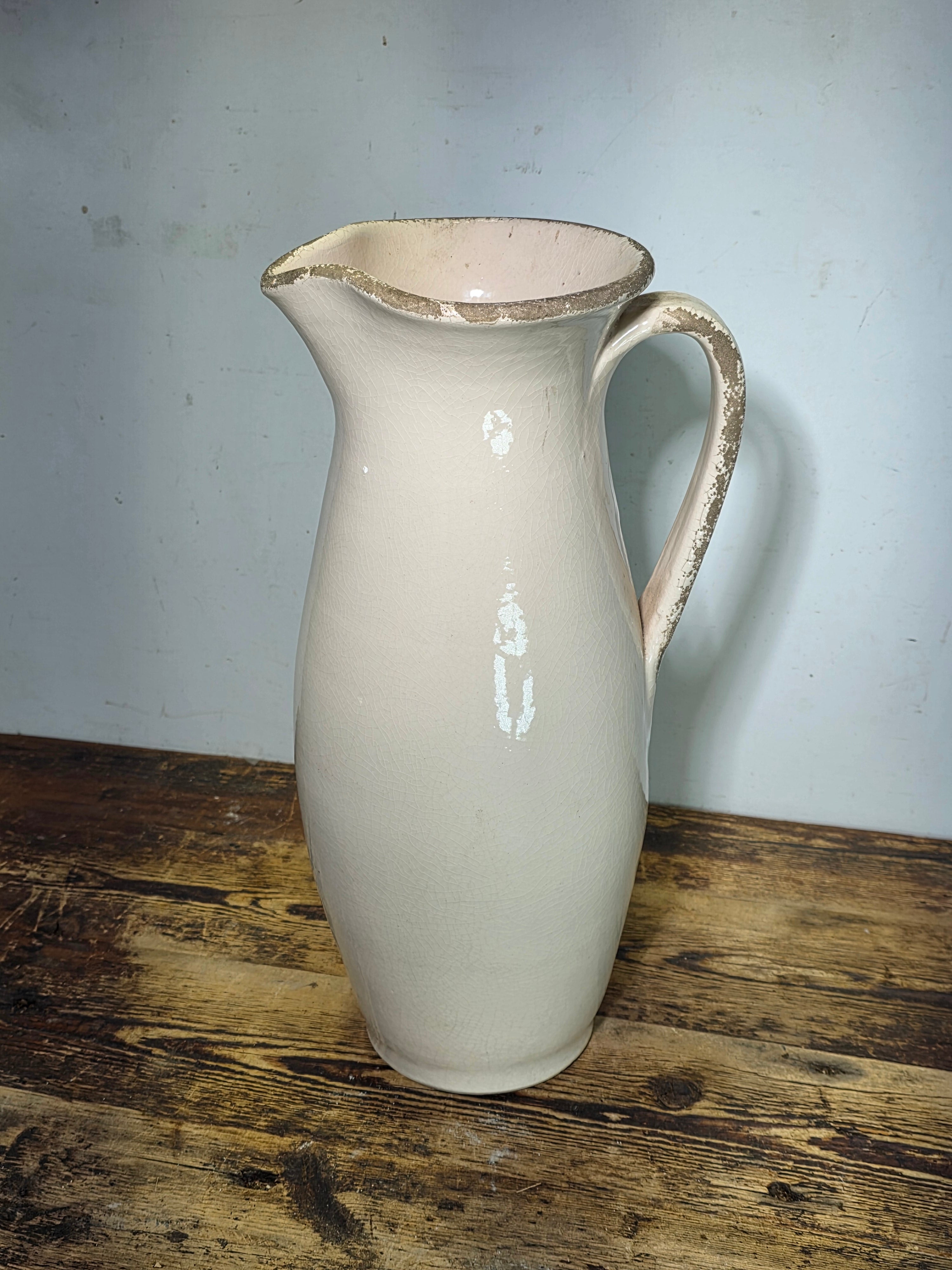 Vintage Norterra Portugal Large Terracotta Pitcher Jug Hand Made Vase 18" Rustic