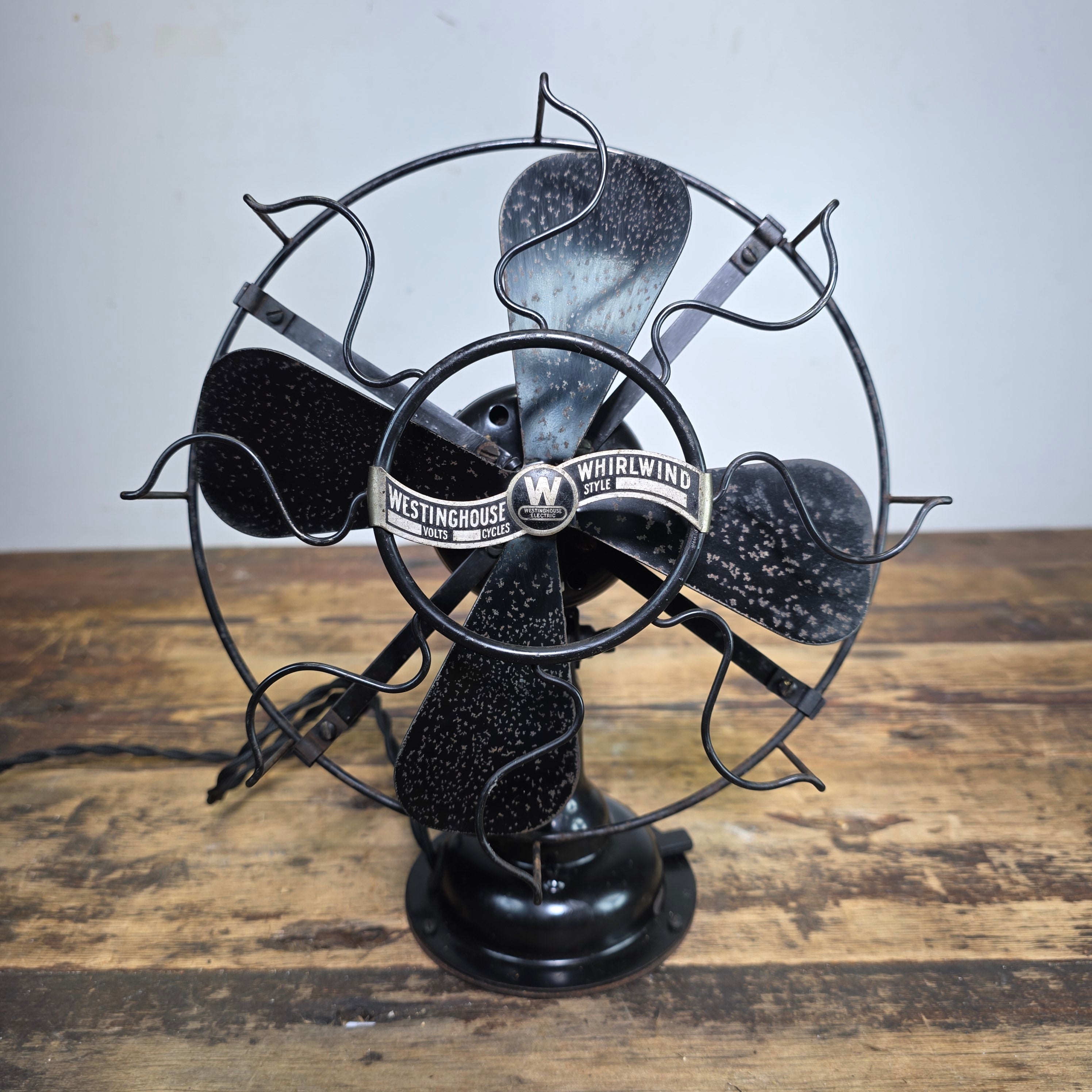 RARE Westinghouse 98926 B Whirlwind Fan Black S-Cage Antique 1910s 8" WORKS