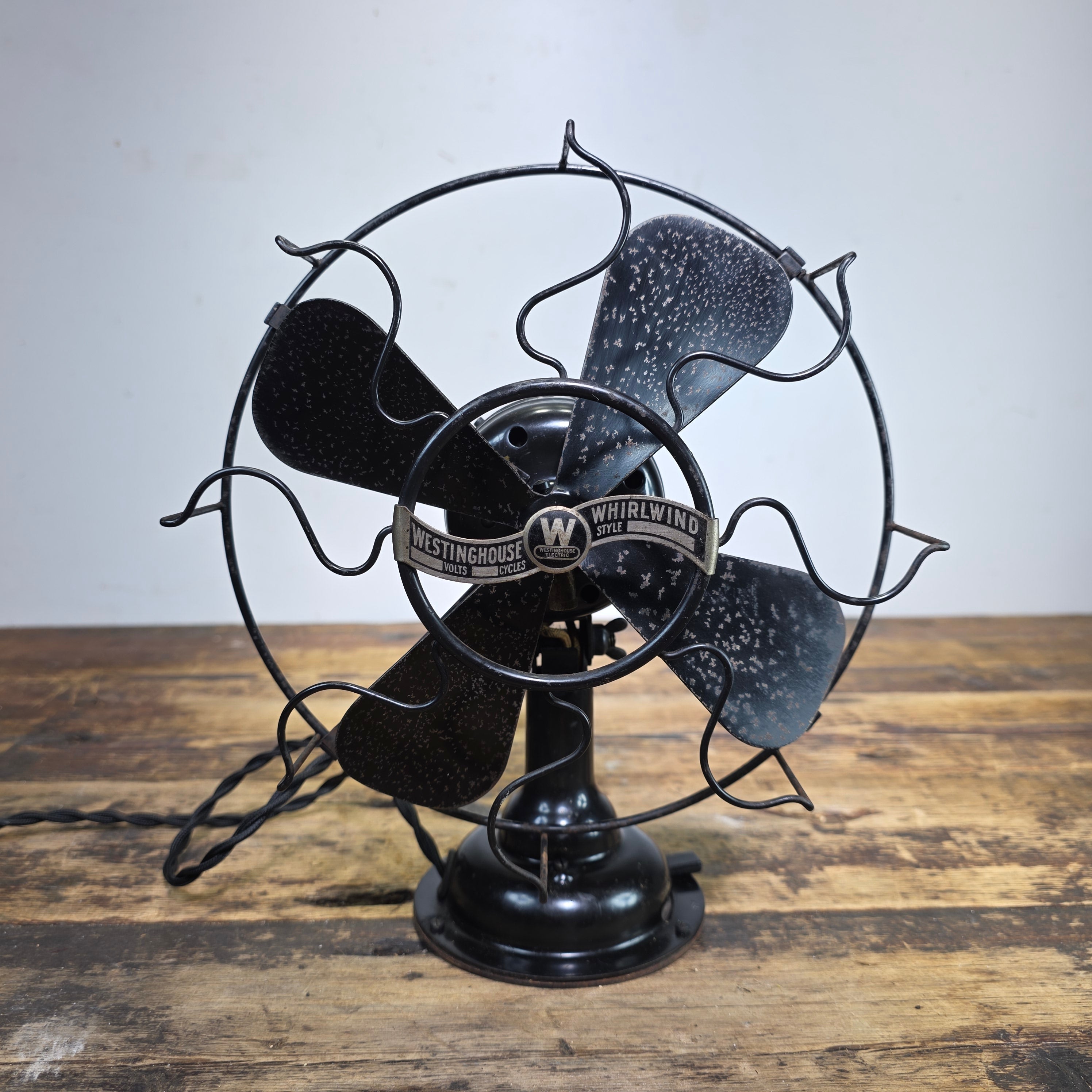 RARE Westinghouse 98926 B Whirlwind Fan Black S-Cage Antique 1910s 8" WORKS