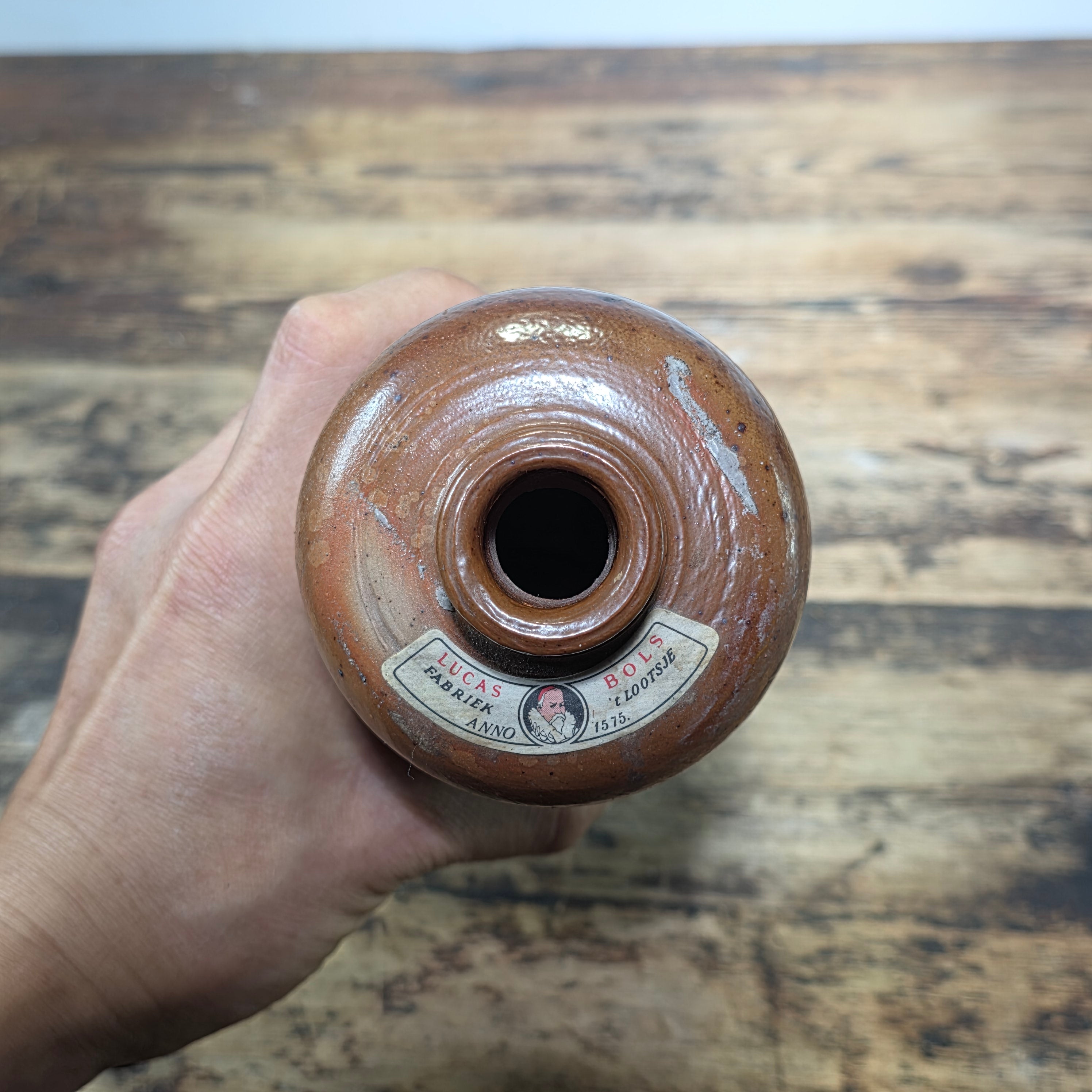 Vintage Bols Z.O. Genever Gin Clay Bottle Stoneware Crock Holland Amsterdam 1L No Stopper