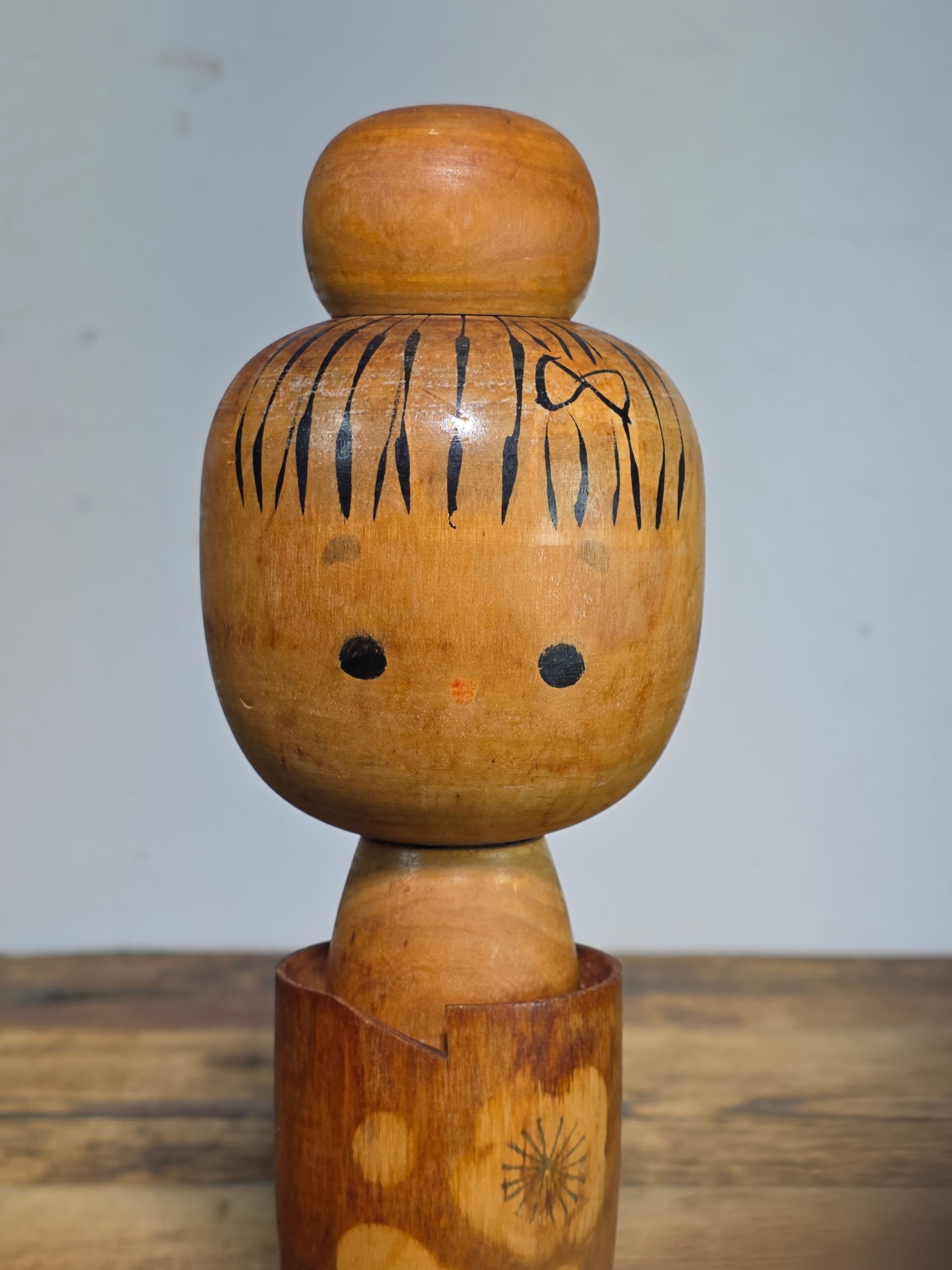 Vintage Masami Miyajima Sosaku Kokeshi Signed Disciple of Muhitsu Miyajima 9.5"