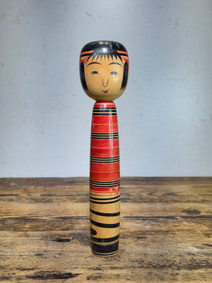 Vintage Hiromichi Saito Tsuchiyu Kokeshi Doll Circa 1970s Prime Era Signed 9.5"