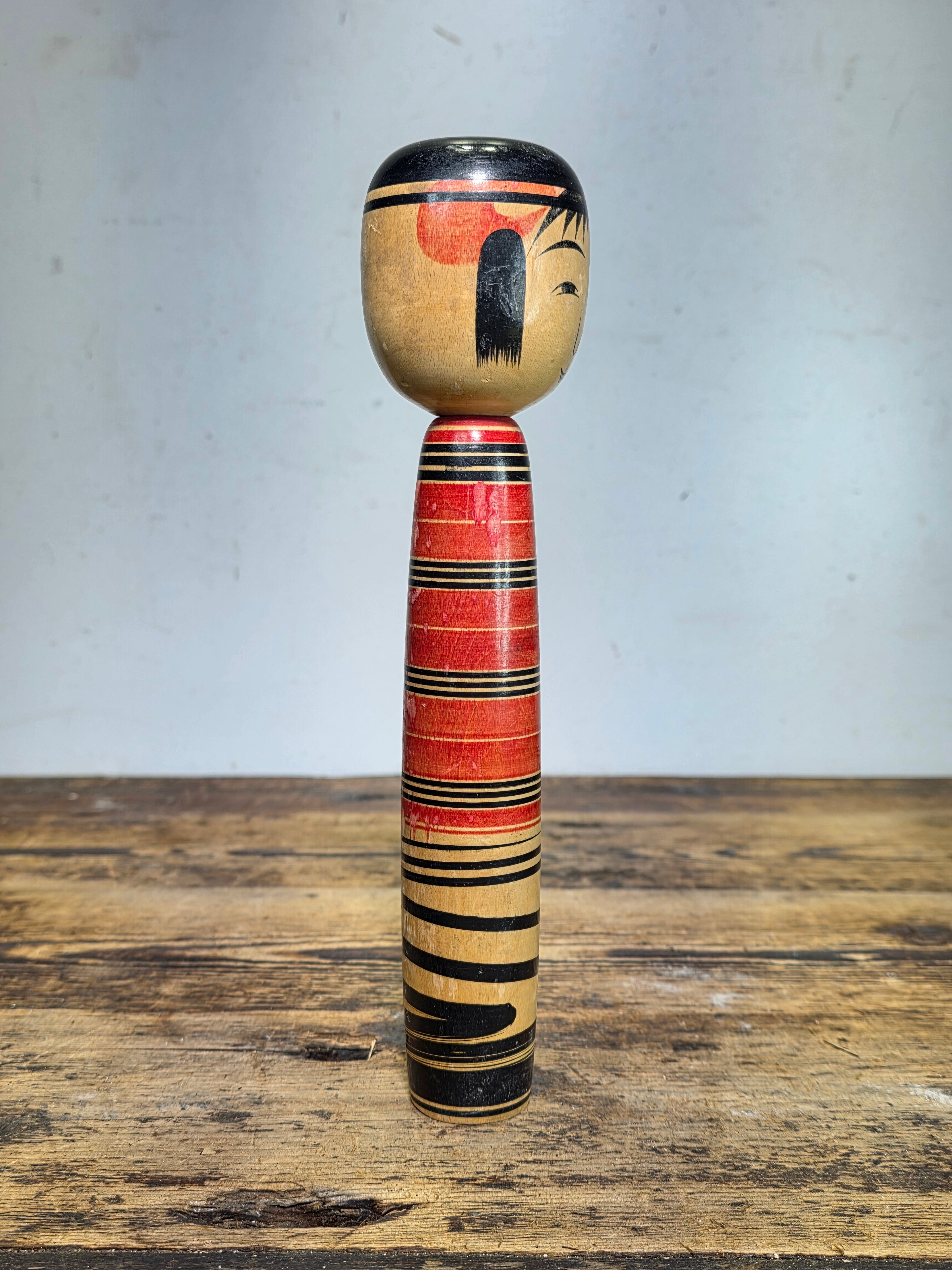Vintage Hiromichi Saito Tsuchiyu Kokeshi Doll Circa 1970s Prime Era Signed 9.5"