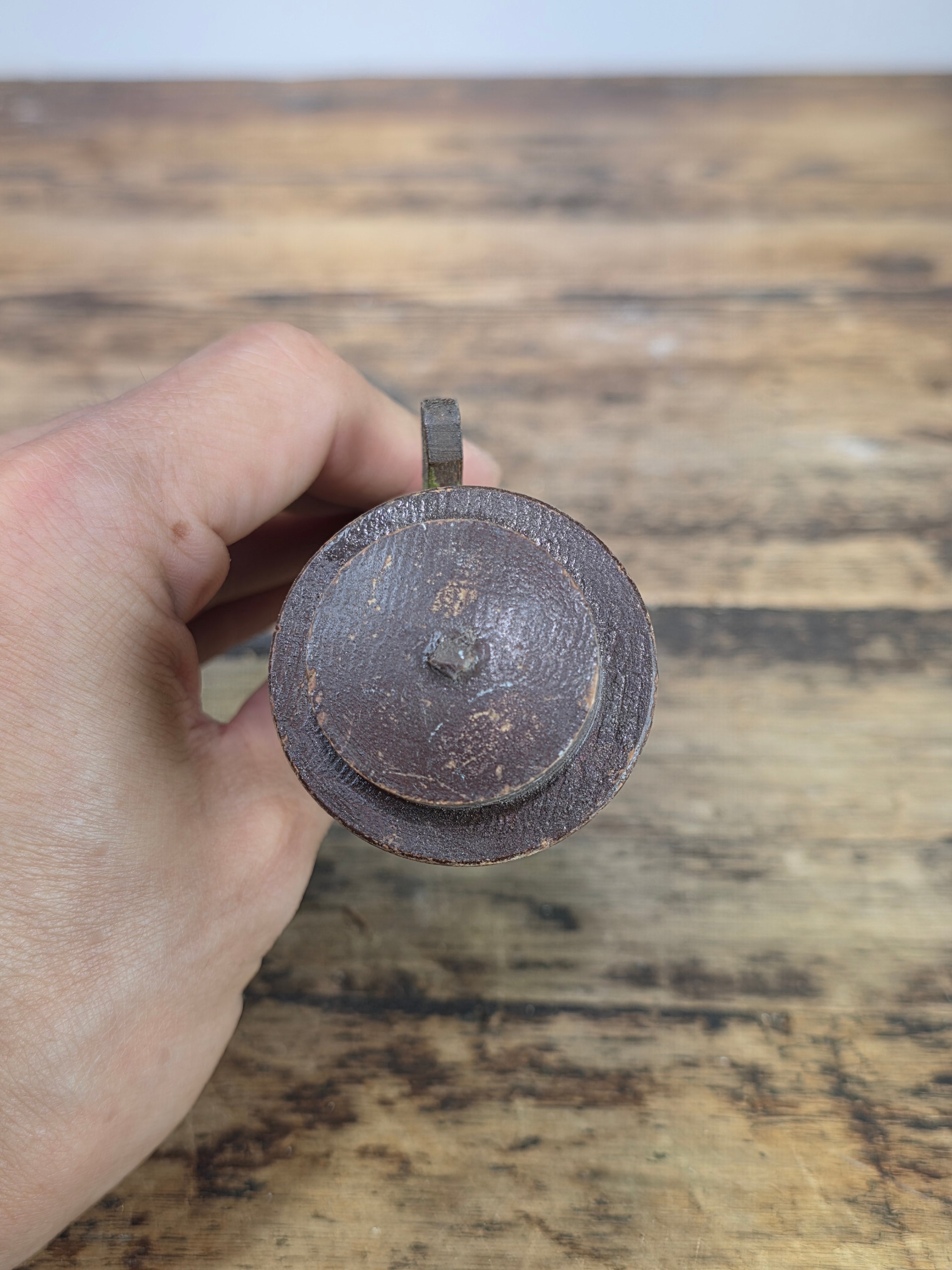 Vintage ANRI Wood Carved Mechanical Bottle Stopper Pop Up Hat Boy Hand Painted