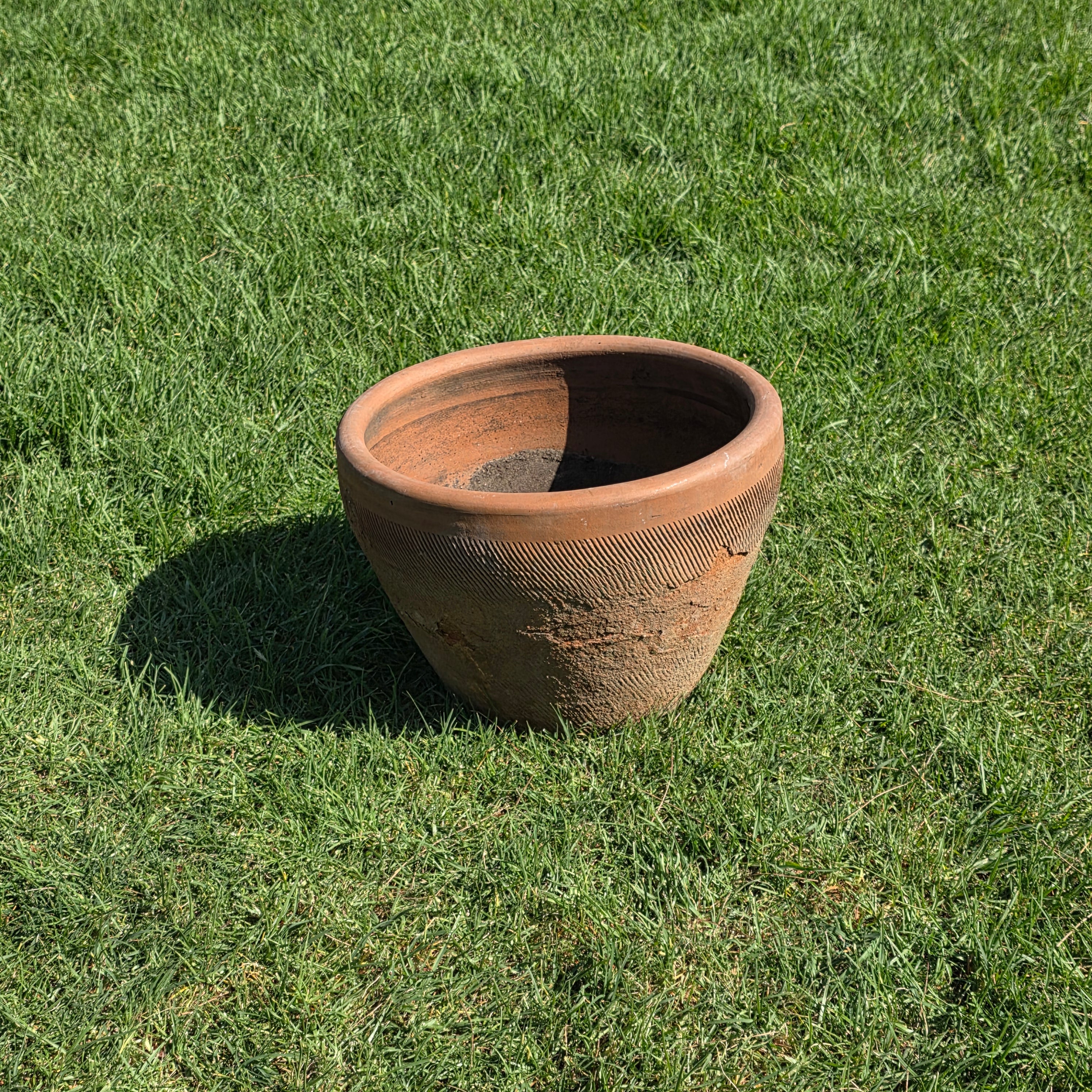 Vintage Mexican Terracotta Planter Large 16" Primitive Rustic Wabi Sabi Garden Urn