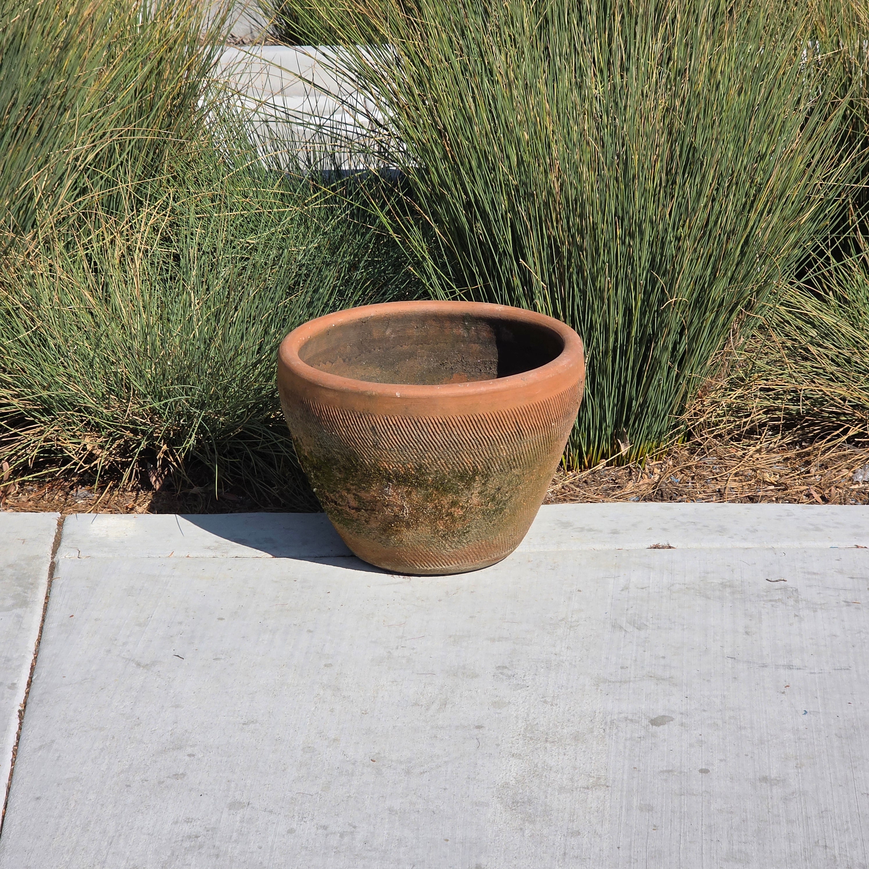 Vintage Mexican Terracotta Planter Large 16" Primitive Rustic Wabi Sabi Garden Urn