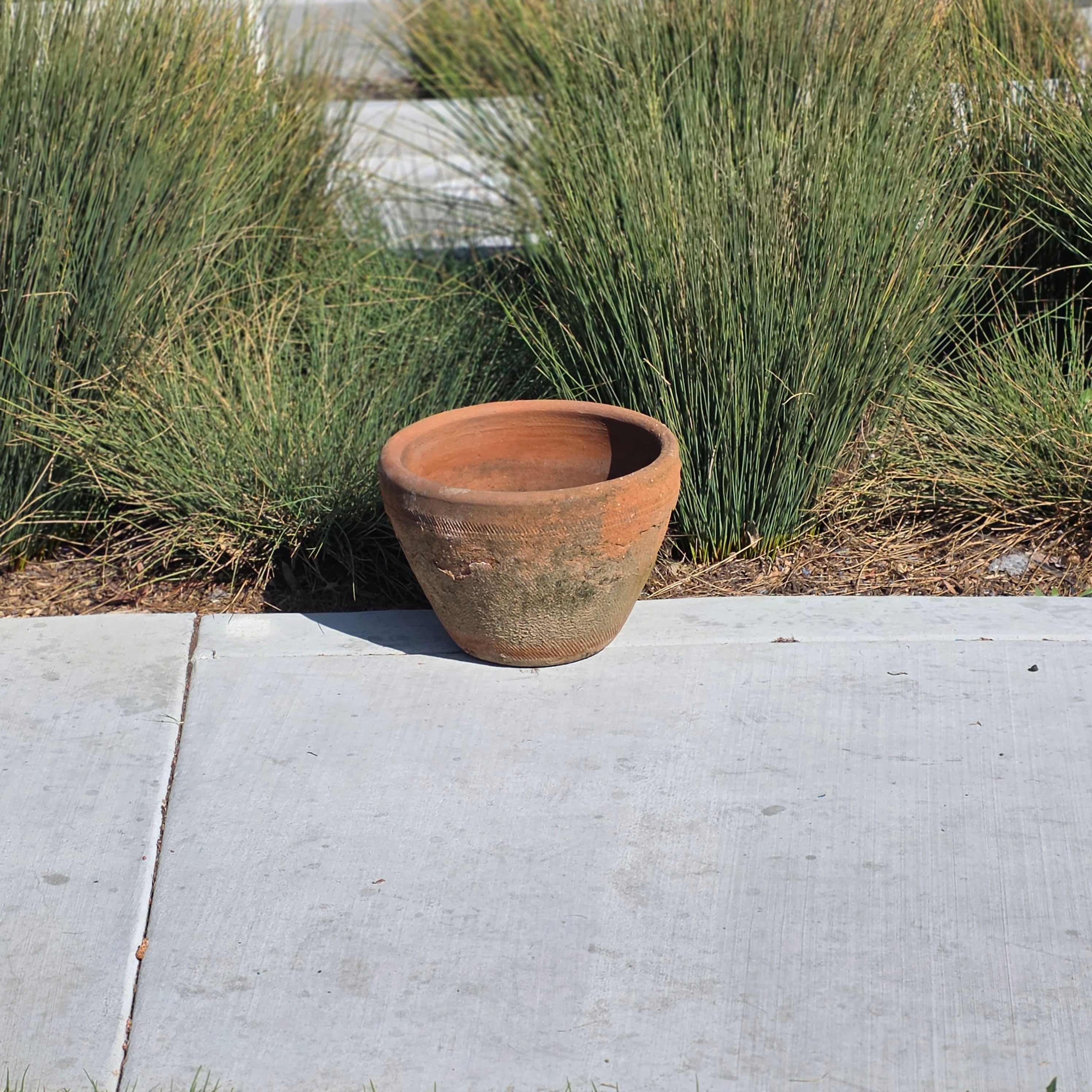 Vintage Mexican Terracotta Planter Large 16" Primitive Rustic Wabi Sabi Garden Urn