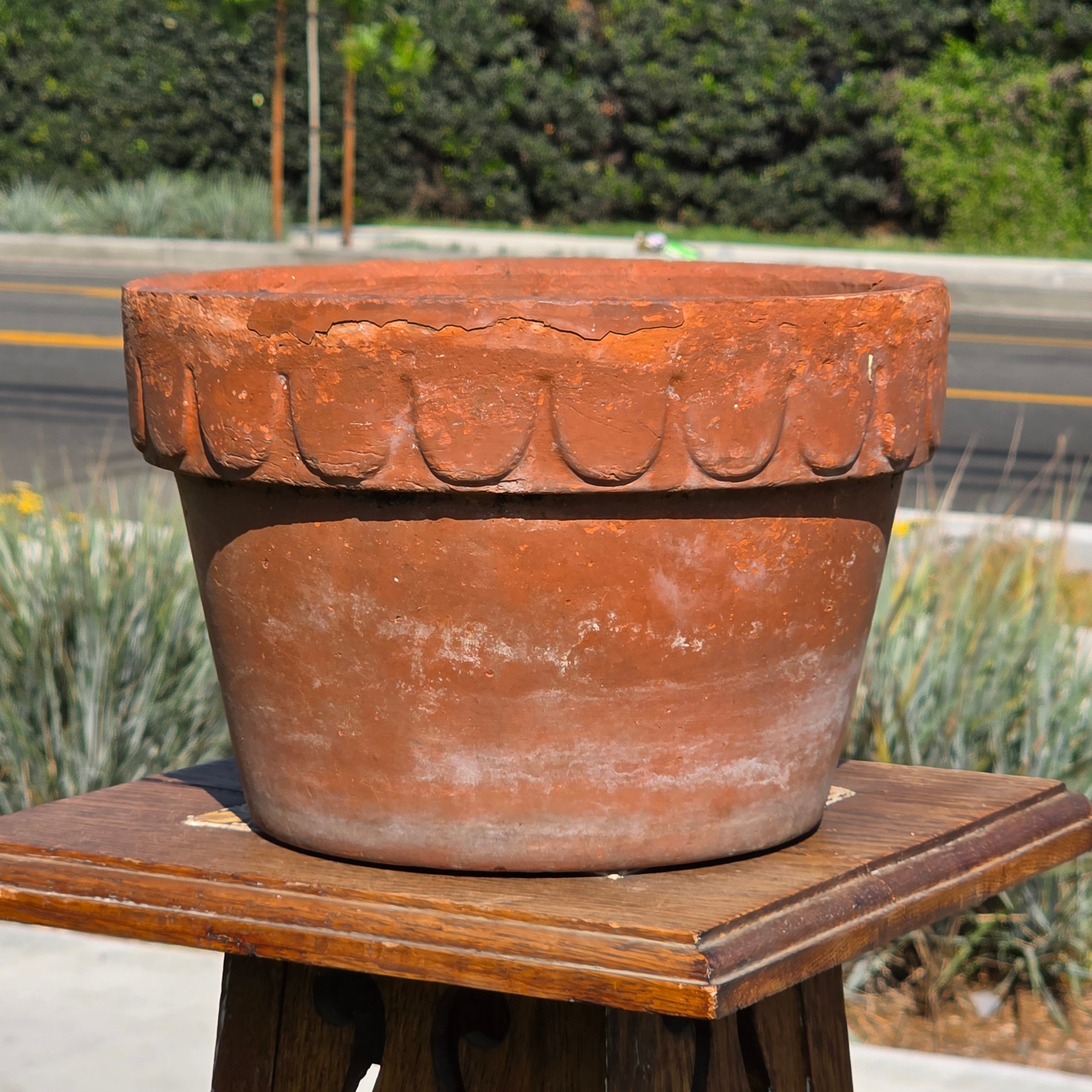 Antique Bauer Pottery Los Angeles Terracotta Planter 9" Scalloped Rim Garden Pot