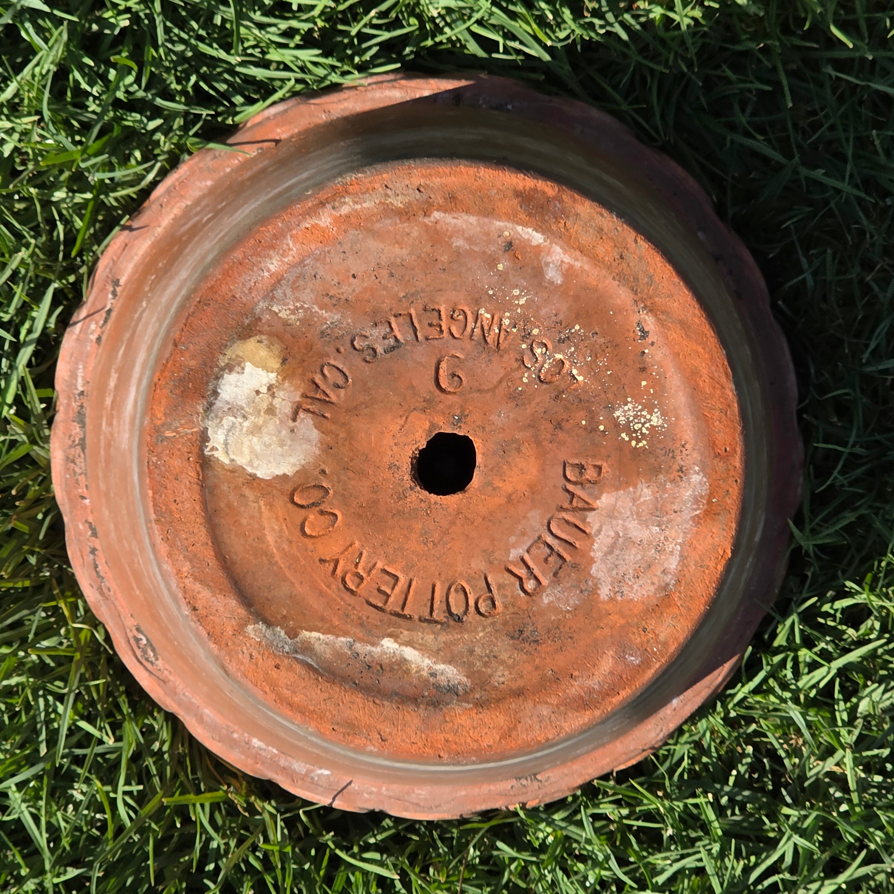 Antique Bauer Pottery Los Angeles Terracotta Planter 9" Scalloped Rim Garden Pot