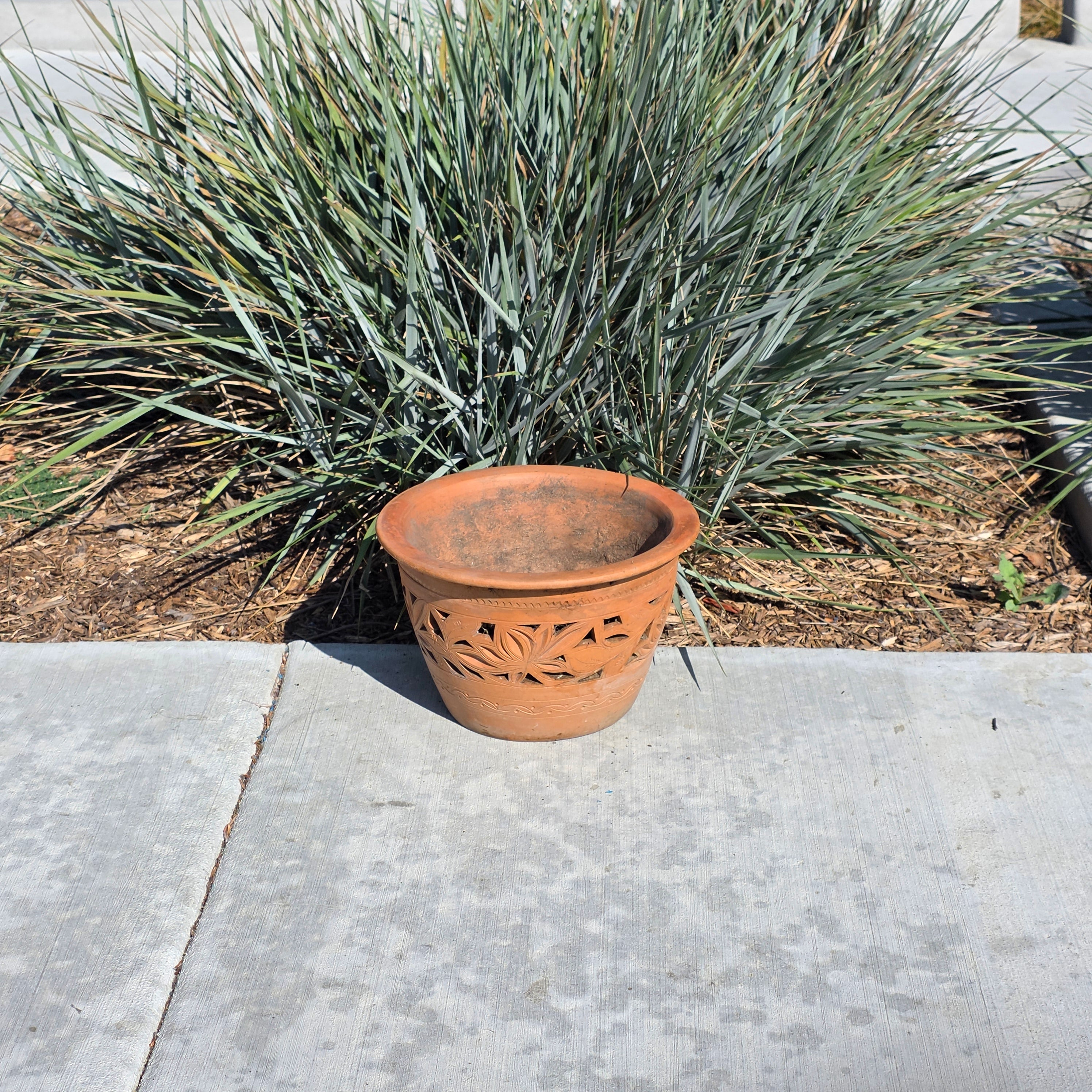 Vintage Mexican Orchid Planter Large 10.5" Perforated Double Wall Clay Pot