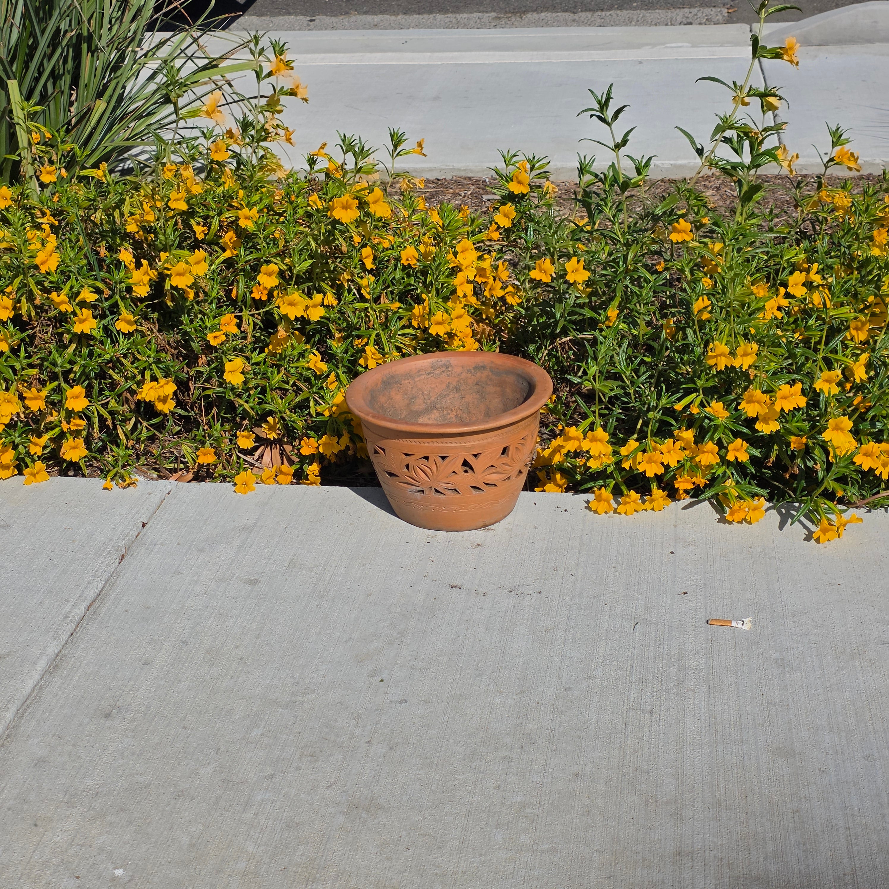 Vintage Mexican Orchid Planter Large 10.5" Perforated Double Wall Clay Pot