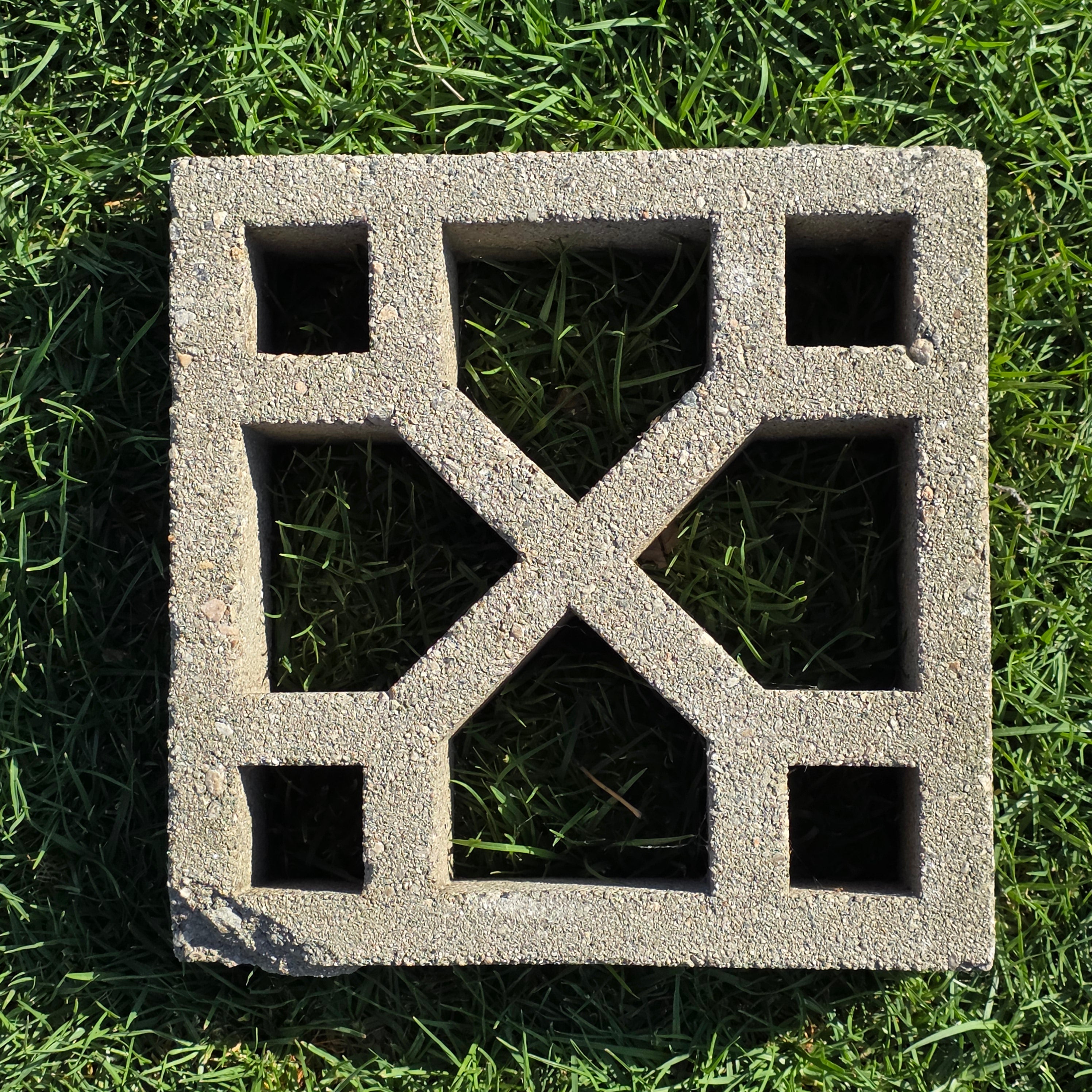 Vintage Breeze Block Mid Century Modern X Pattern Concrete Screen Stone 12x12