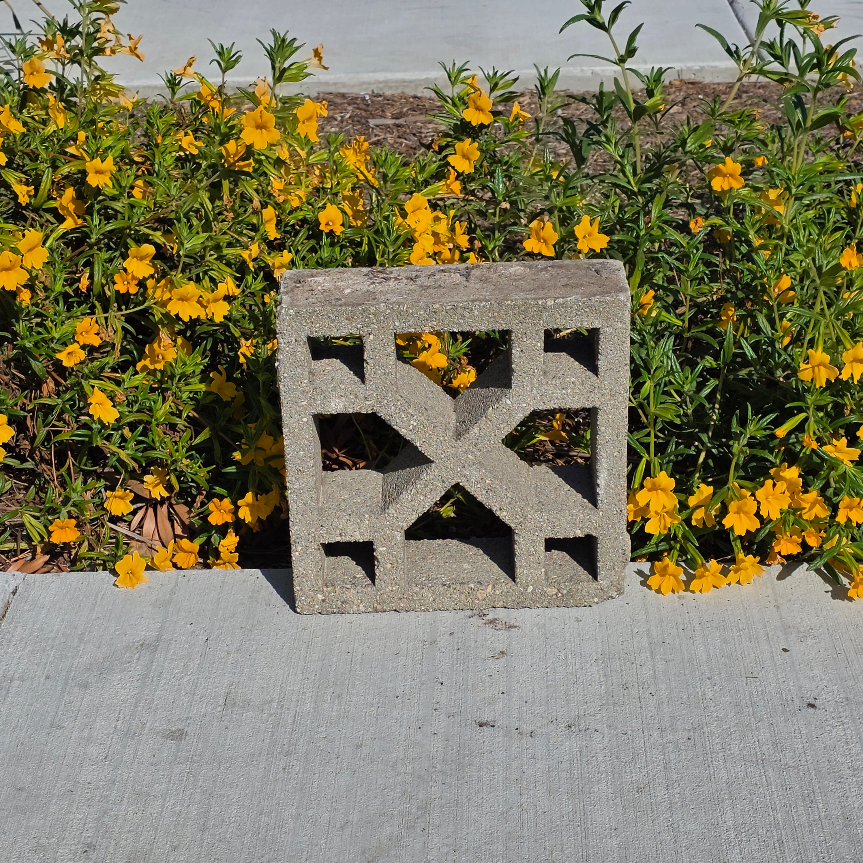 Vintage Breeze Block Mid Century Modern X Pattern Concrete Screen Stone 12x12