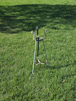Vintage Wrought Iron Plant Stand Mid Century Spanish Scroll Tripod Holder