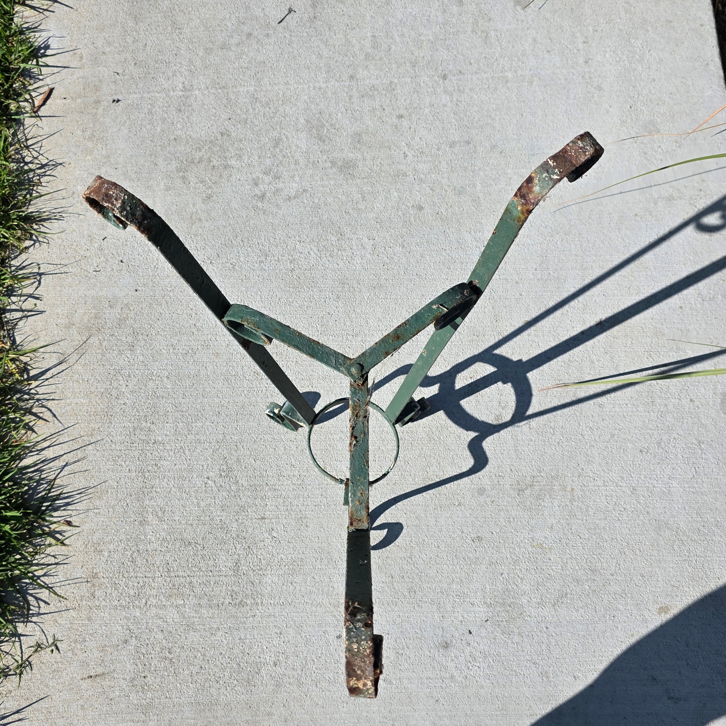Vintage Wrought Iron Plant Stand Mid Century Spanish Scroll Tripod Holder
