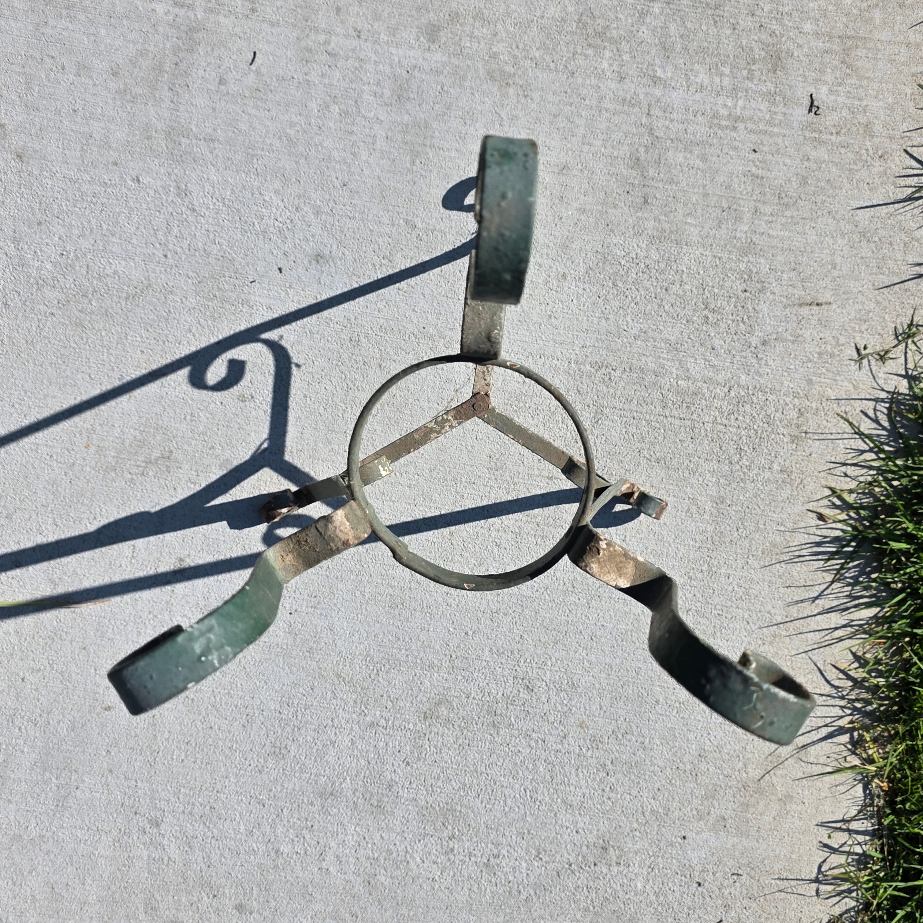 Vintage Wrought Iron Plant Stand Mid Century Spanish Scroll Tripod Holder