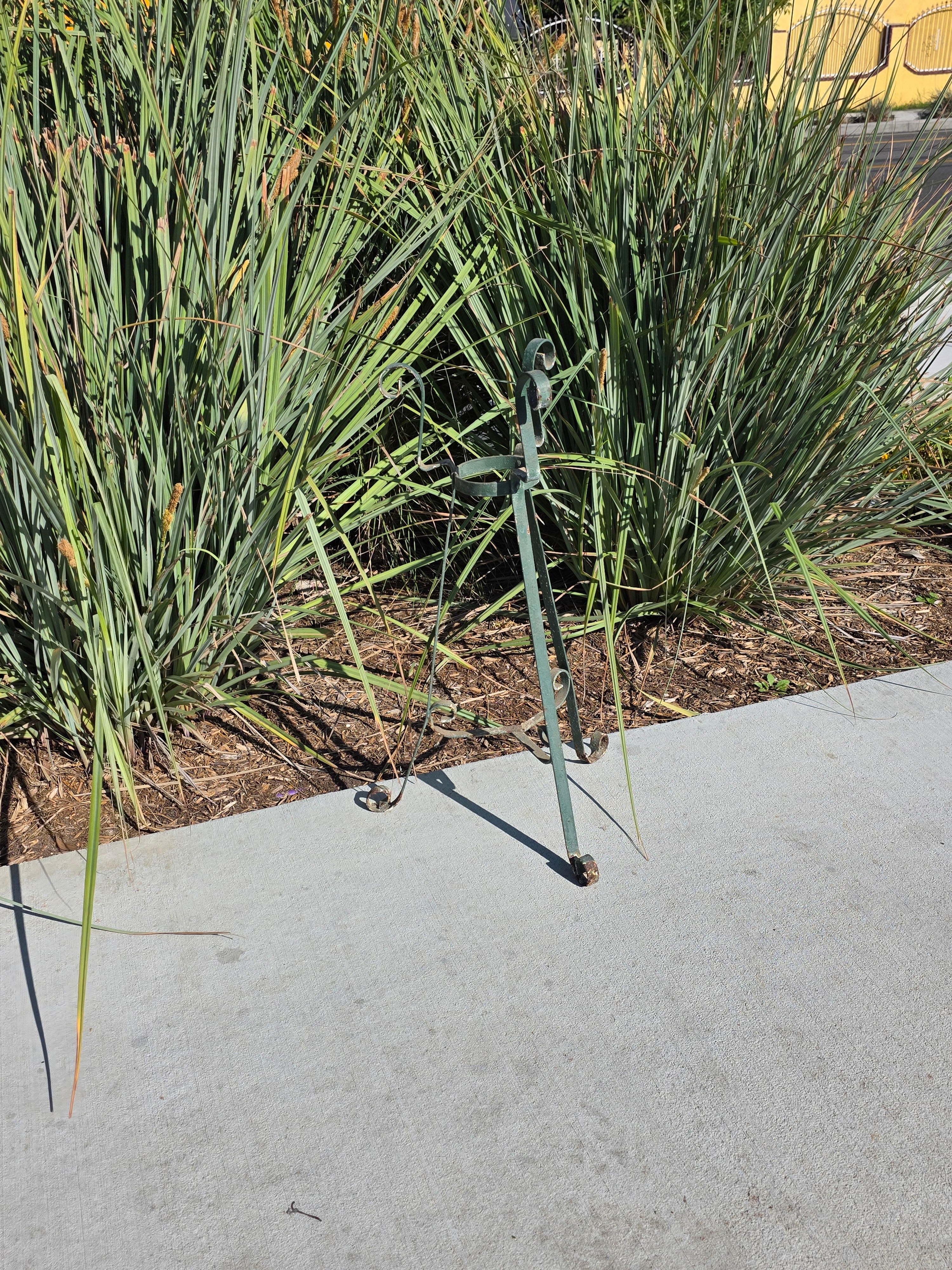 Vintage Wrought Iron Plant Stand Mid Century Spanish Scroll Tripod Holder