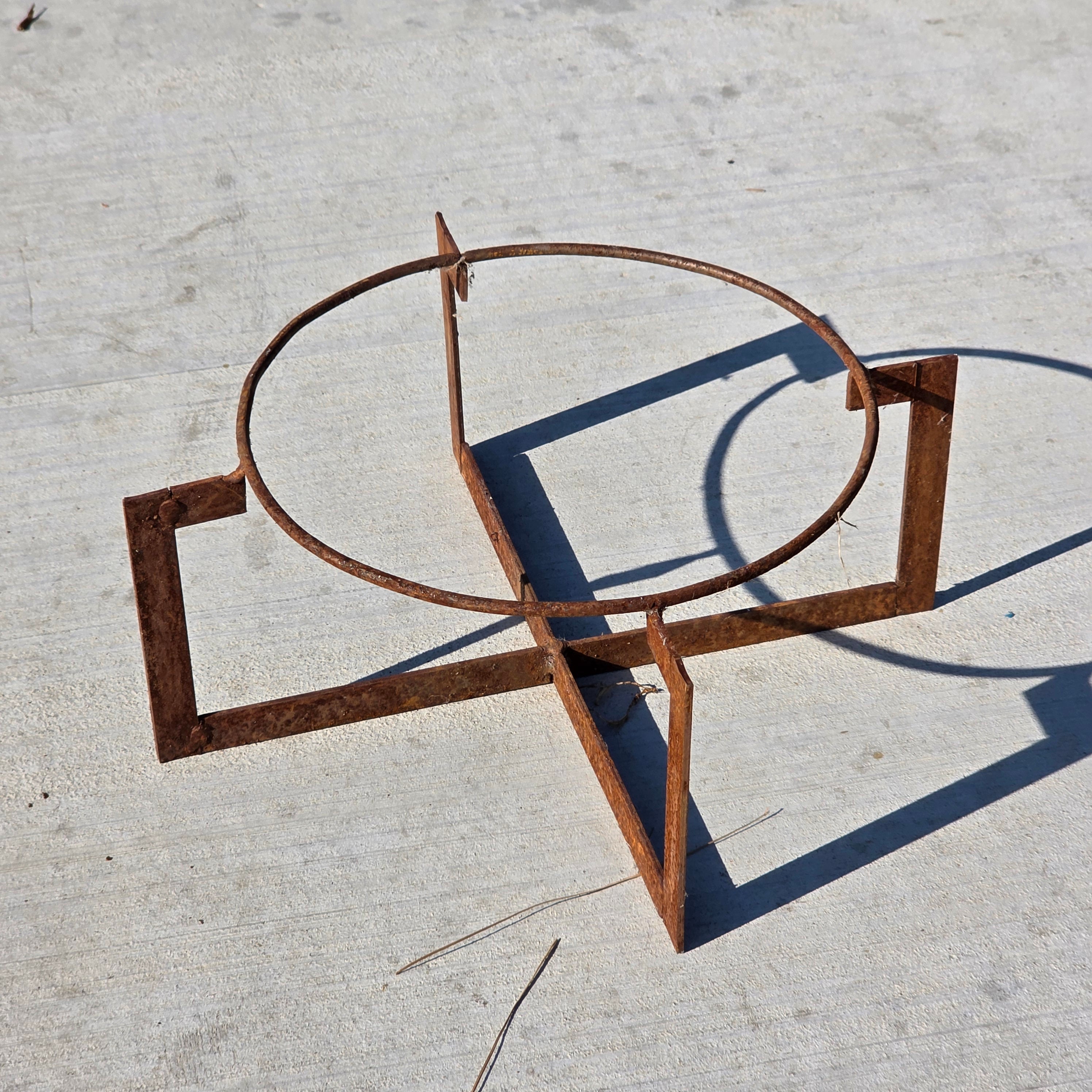 Vintage Mid Century Modern Iron Plant Stand Geometric Industrial Rustic Pot Hold