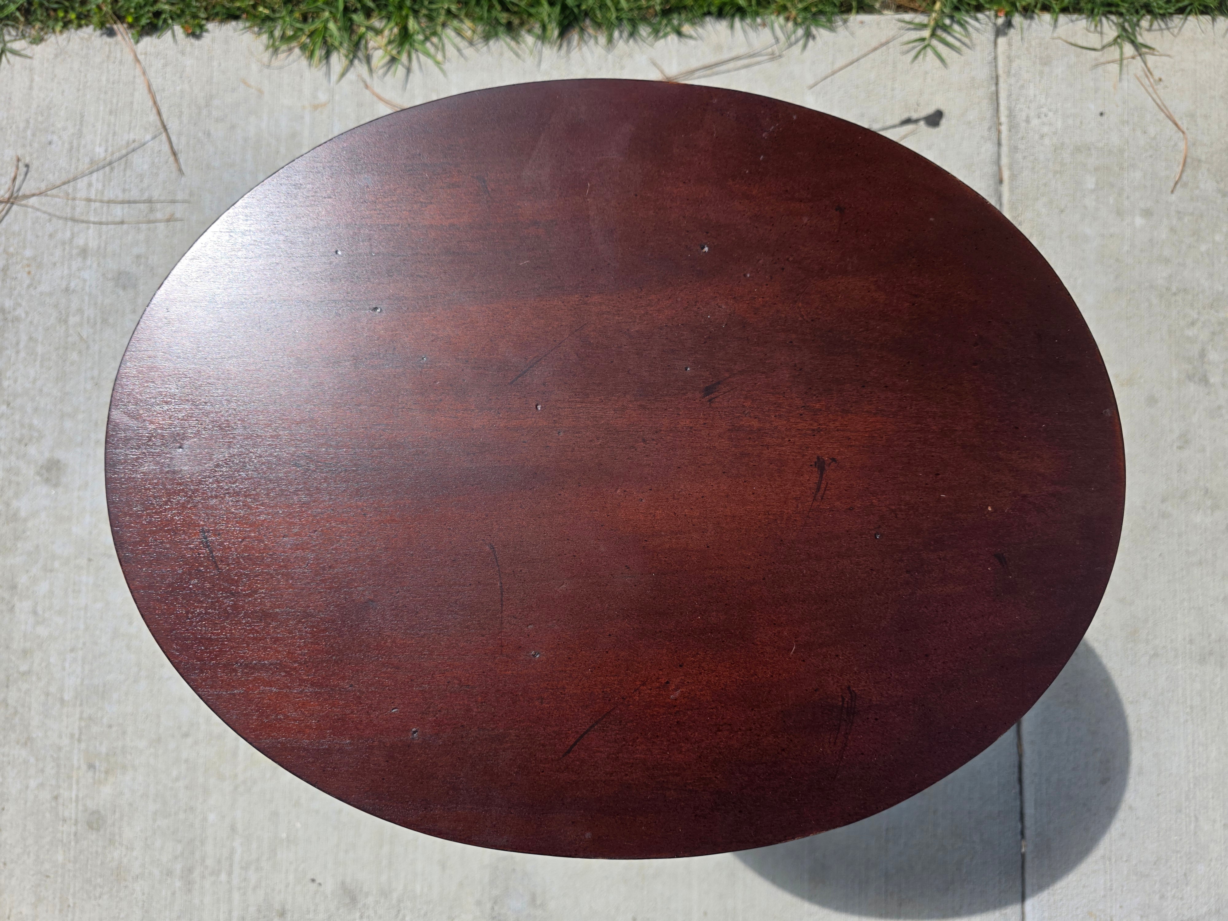 Bombay Company Vintage Mahogany Tilt Top Oval Side Table Pedestal Tripod 1990s