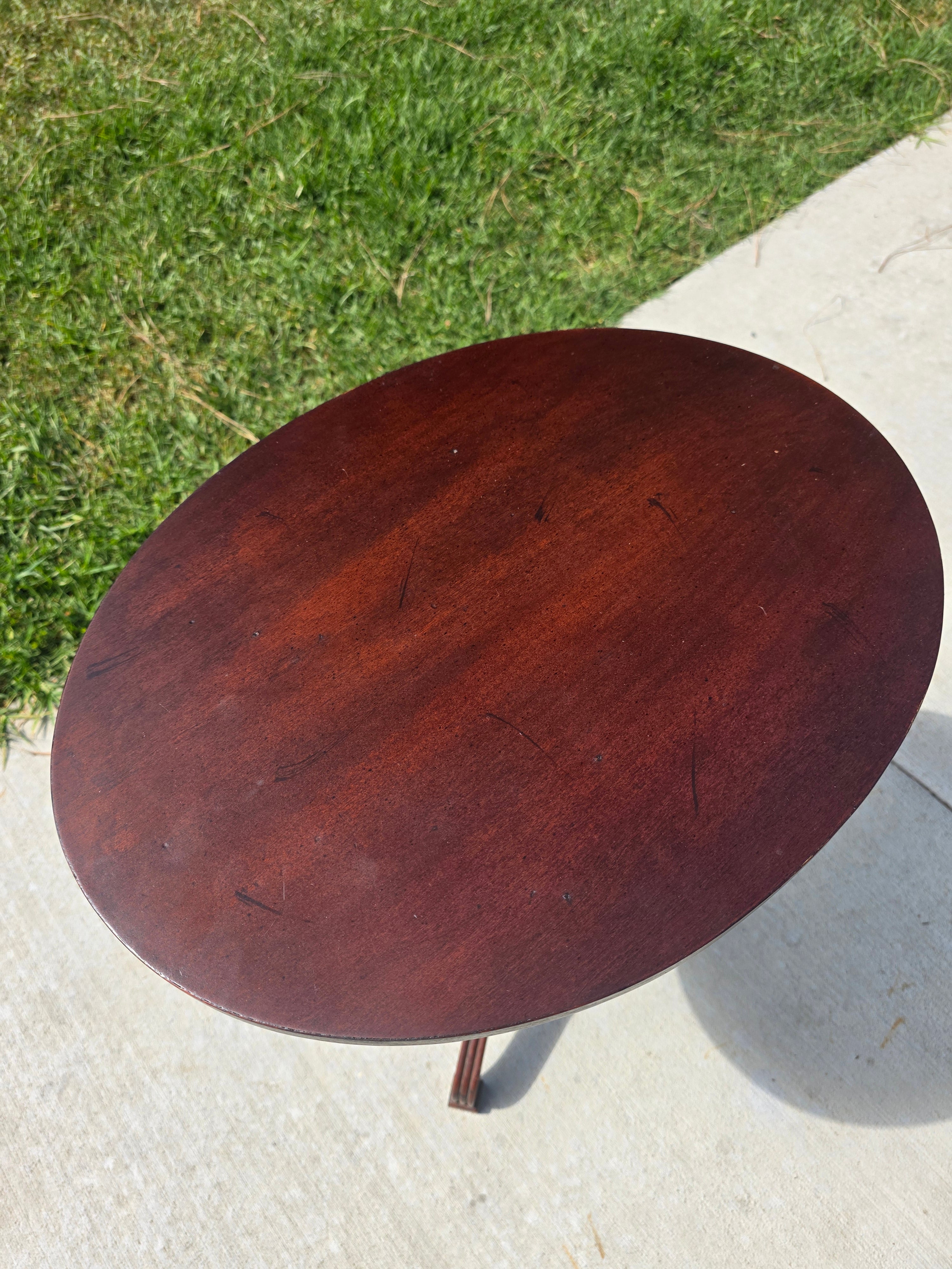 Bombay Company Vintage Mahogany Tilt Top Oval Side Table Pedestal Tripod 1990s